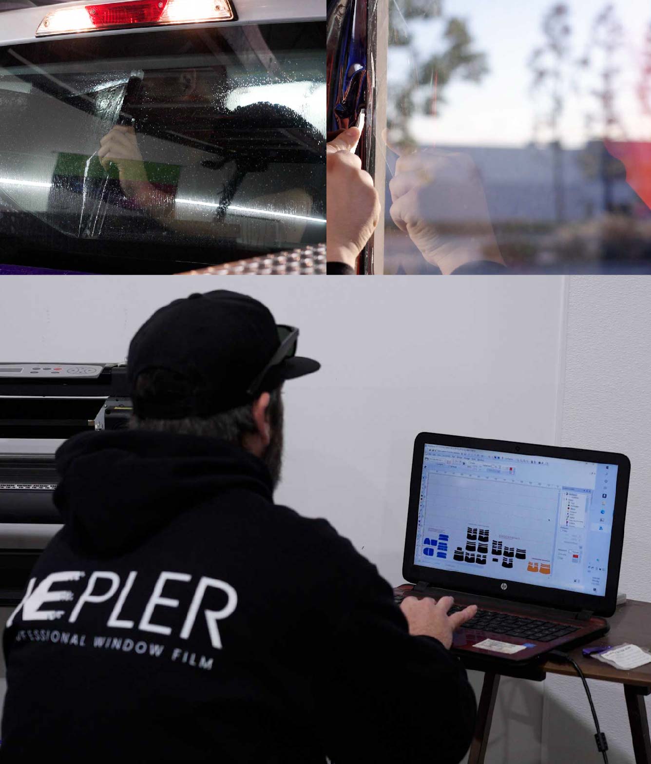 Ceramic Window Tinting Expert Cutting Film in Lynnwood, Washington