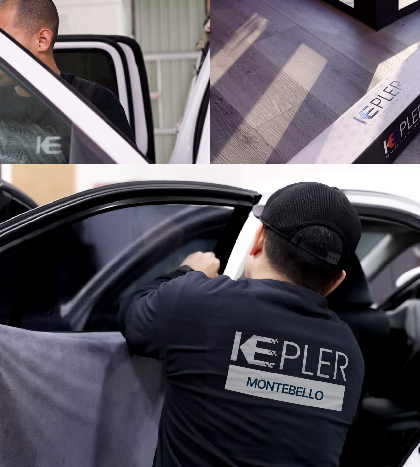 Automotive Window Tinting Expert Applying Film in Montebello, California