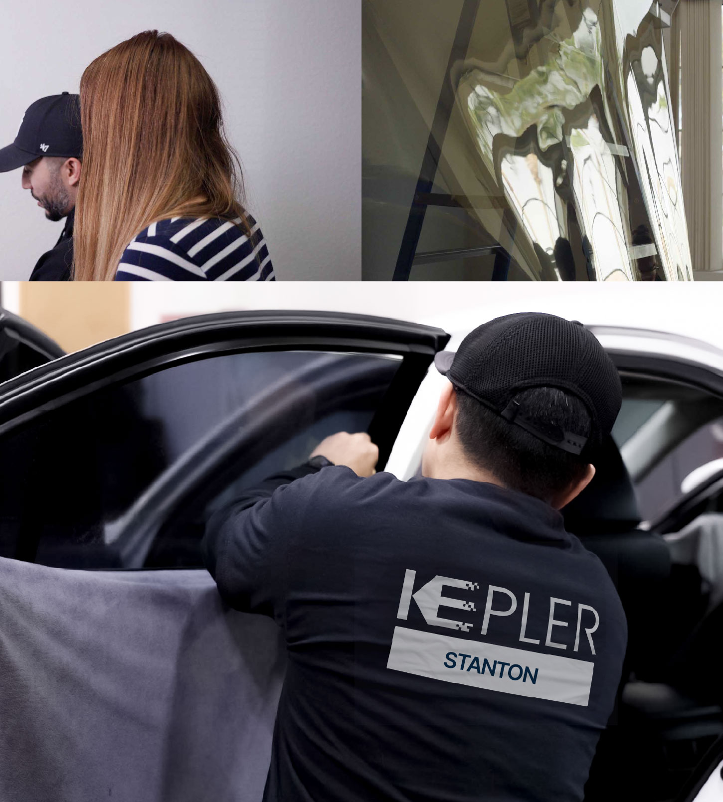 Automotive Window Tinting Expert Applying Film in Stanton, California