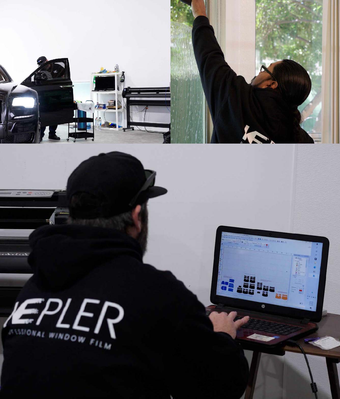 Ceramic Window Tinting Expert Cutting Film in Puyallup, Washington