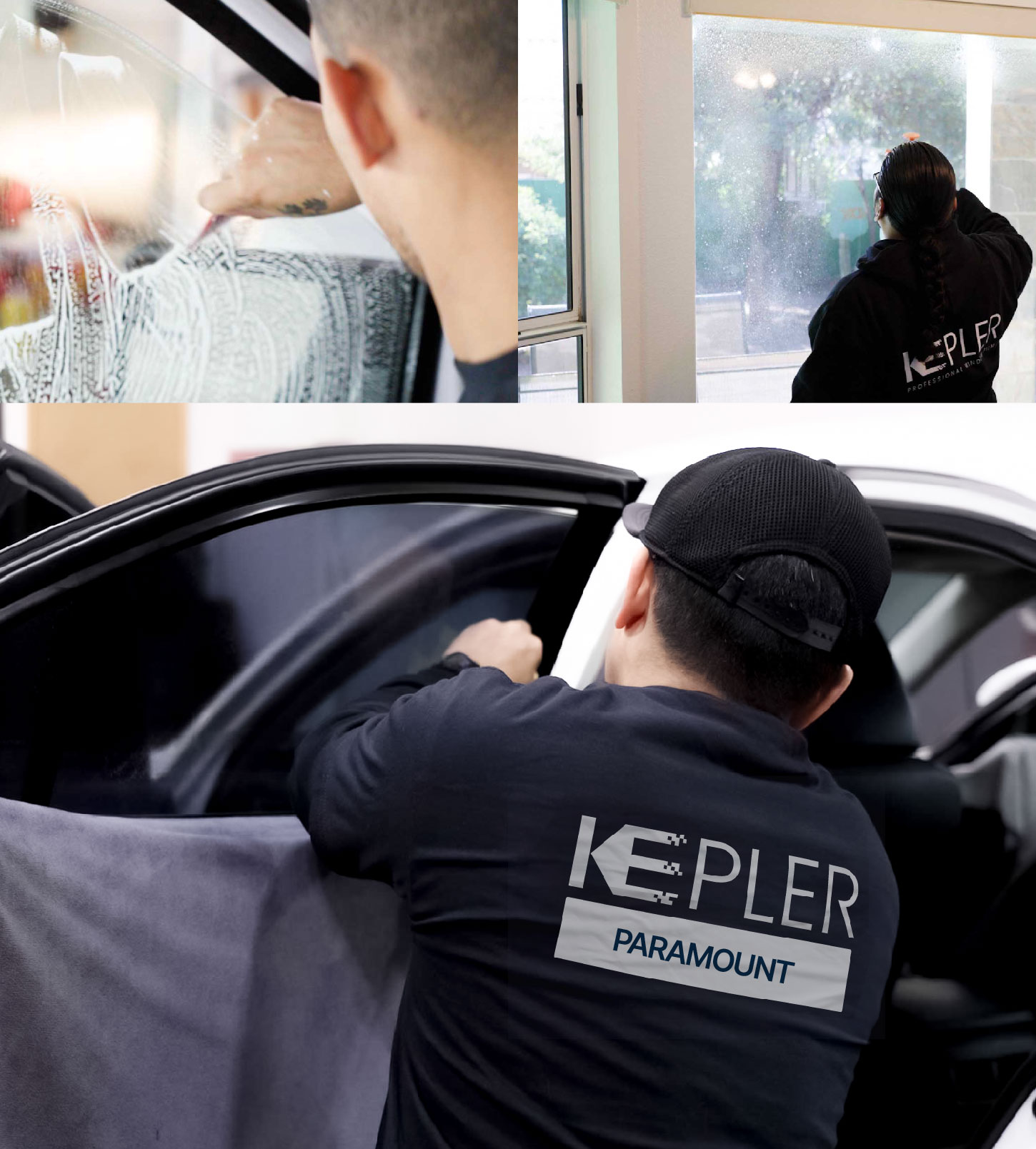 Automotive Window Tinting Expert Applying Film in Paramount, California