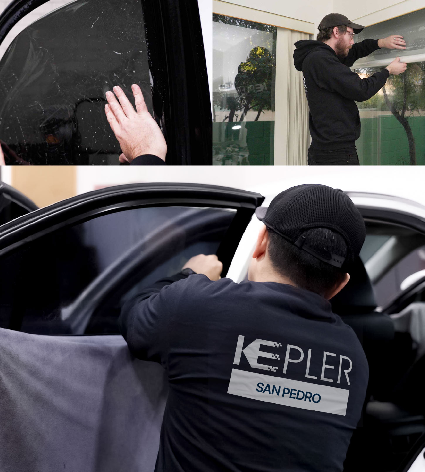 Automotive Window Tinting Expert Applying Film in San Pedro, California
