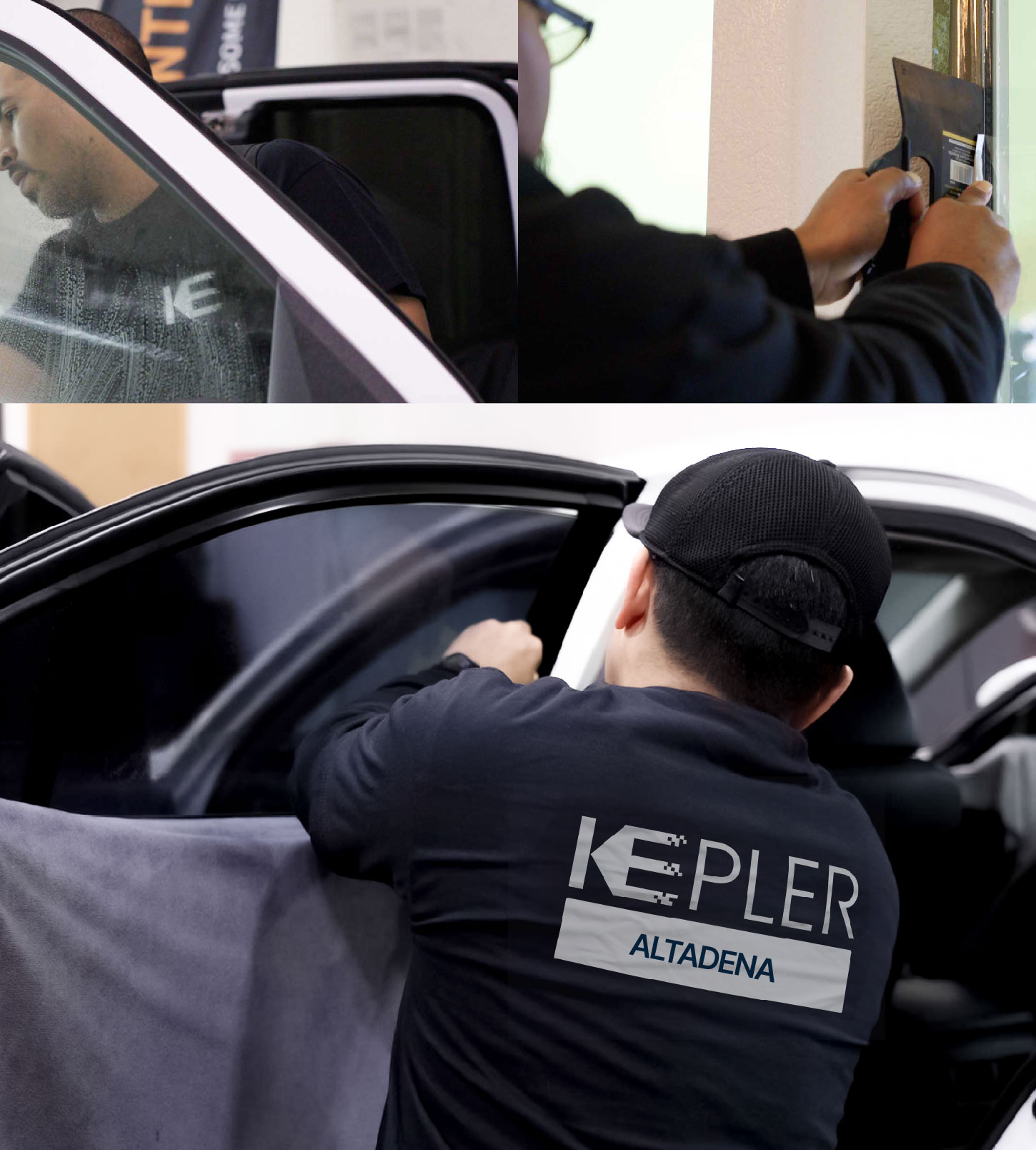 Automotive Window Tinting Expert Applying Film in Altadena, California