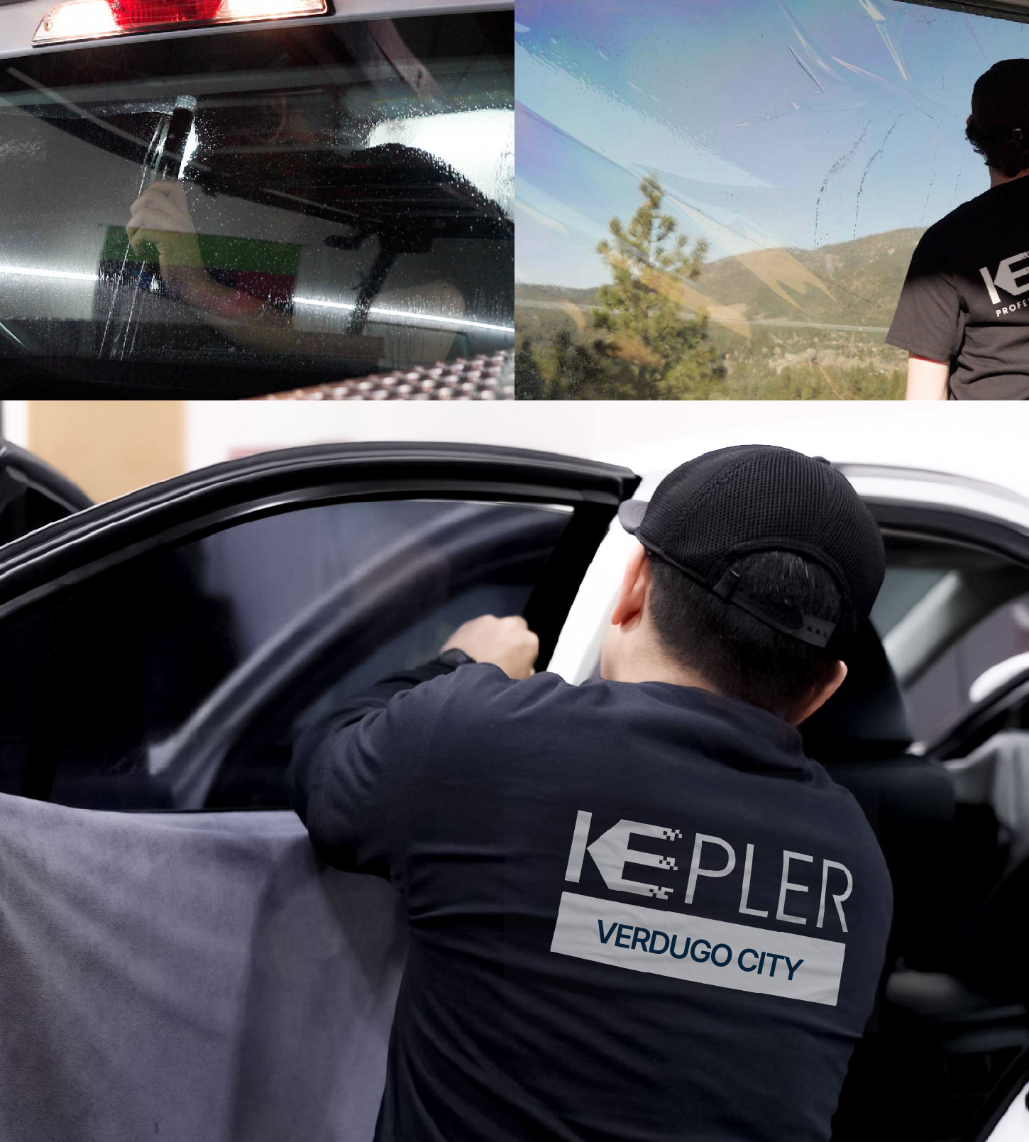 Automotive Window Tinting Expert Applying Film in Verdugo City, California