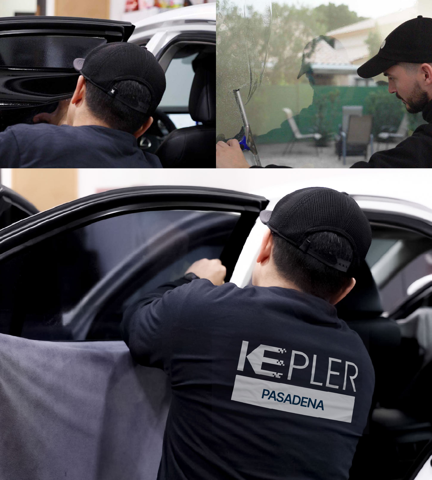 Automotive Window Tinting Expert Applying Film in Pasadena, California