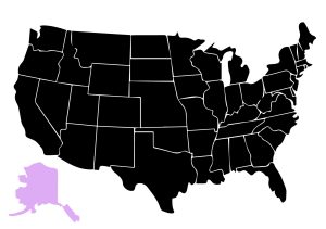 Map Showing Location of Kepler Window Tinters in Eagle River, Alaska with Purple Highlight on the State