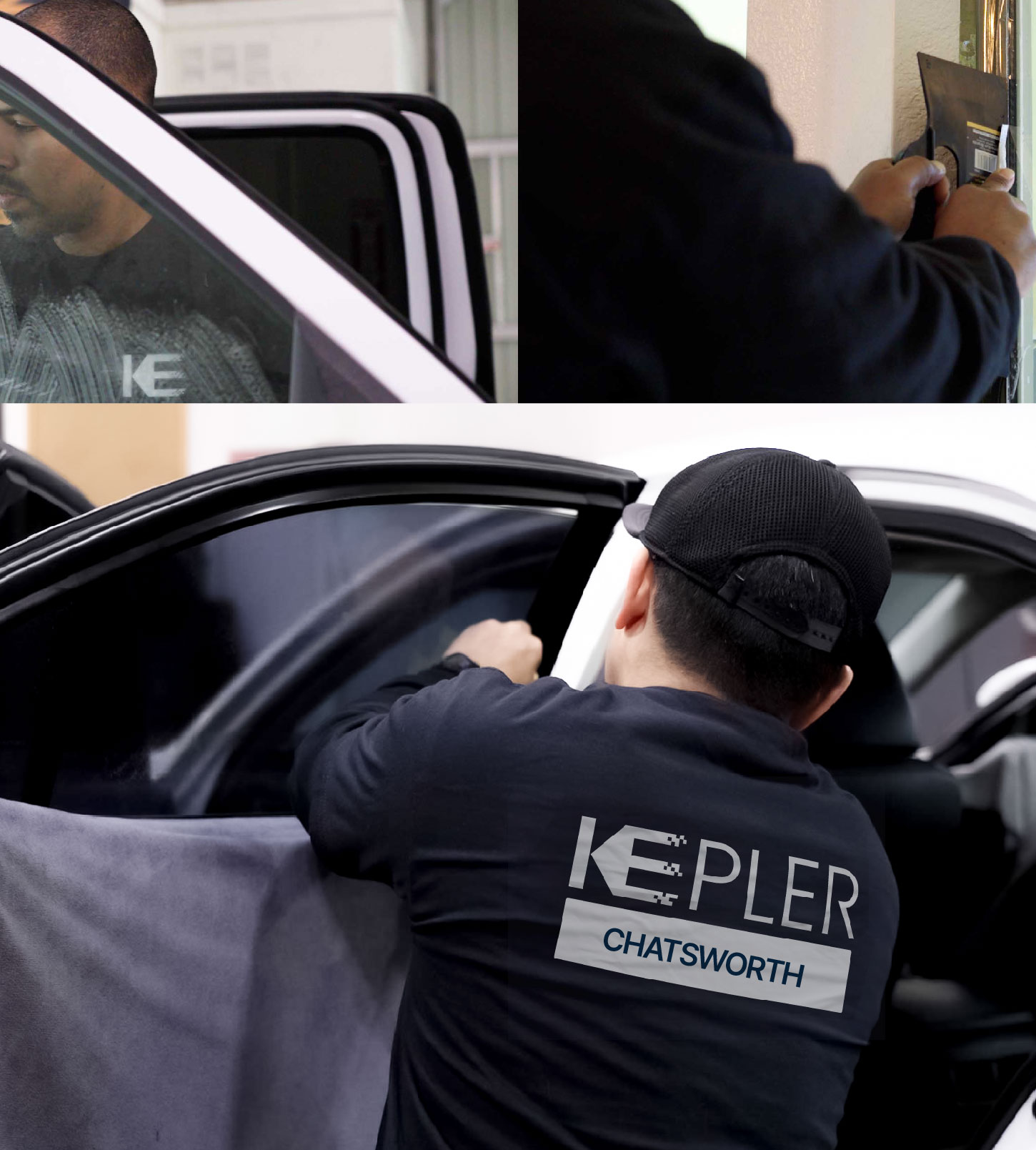 Automotive Window Tinting Expert Applying Film in Chatsworth, California