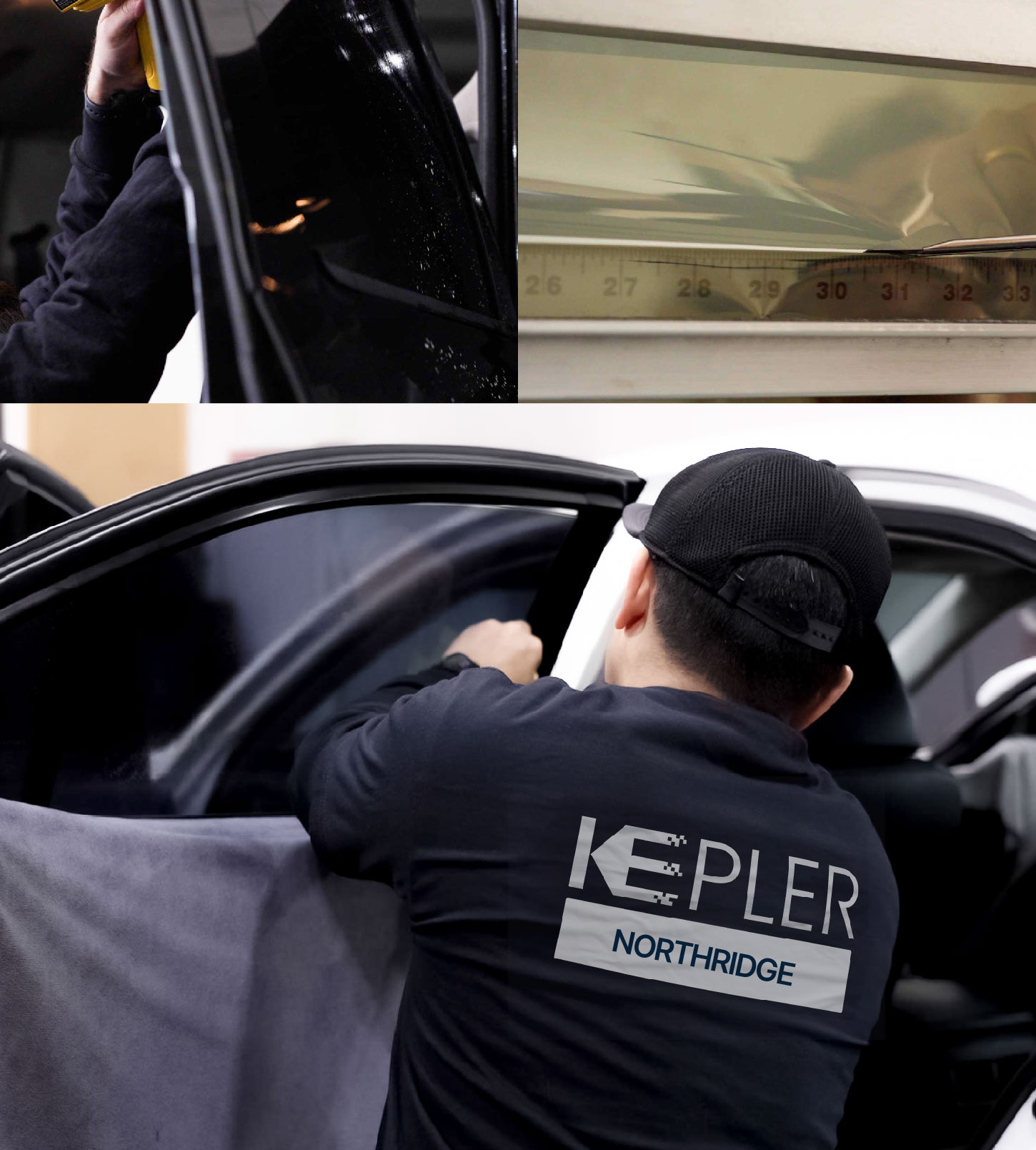 Automotive Window Tinting Expert Applying Film in Northridge, California