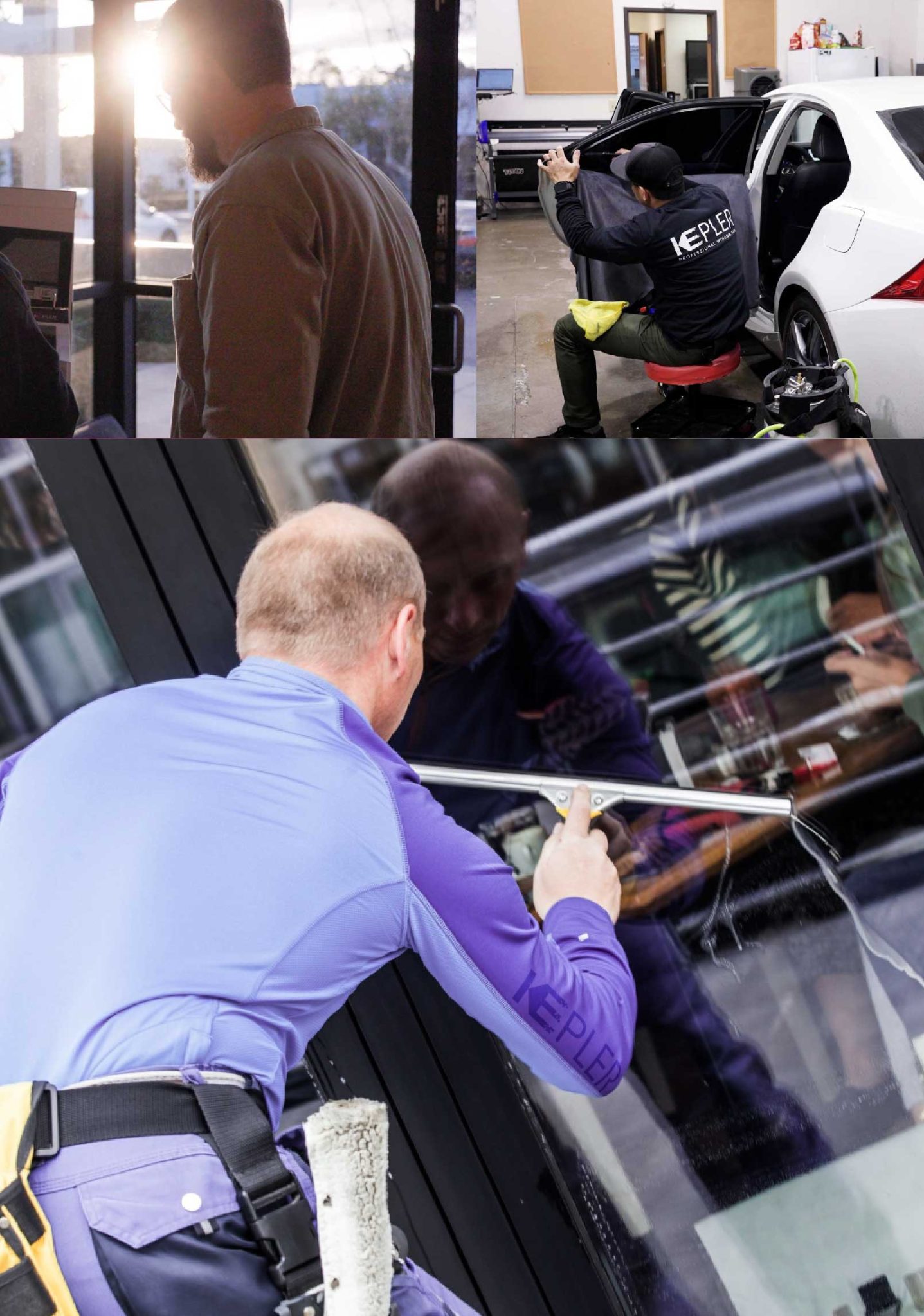 Kepler Expert Applying Anti-Graffiti Window Film to a Holyoke Shop Front