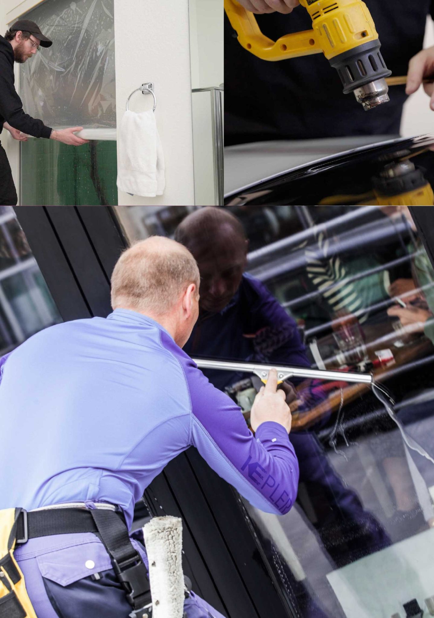 Kepler Skilled Applying Anti-Graffiti Window Film to a Ludlow Shop Front