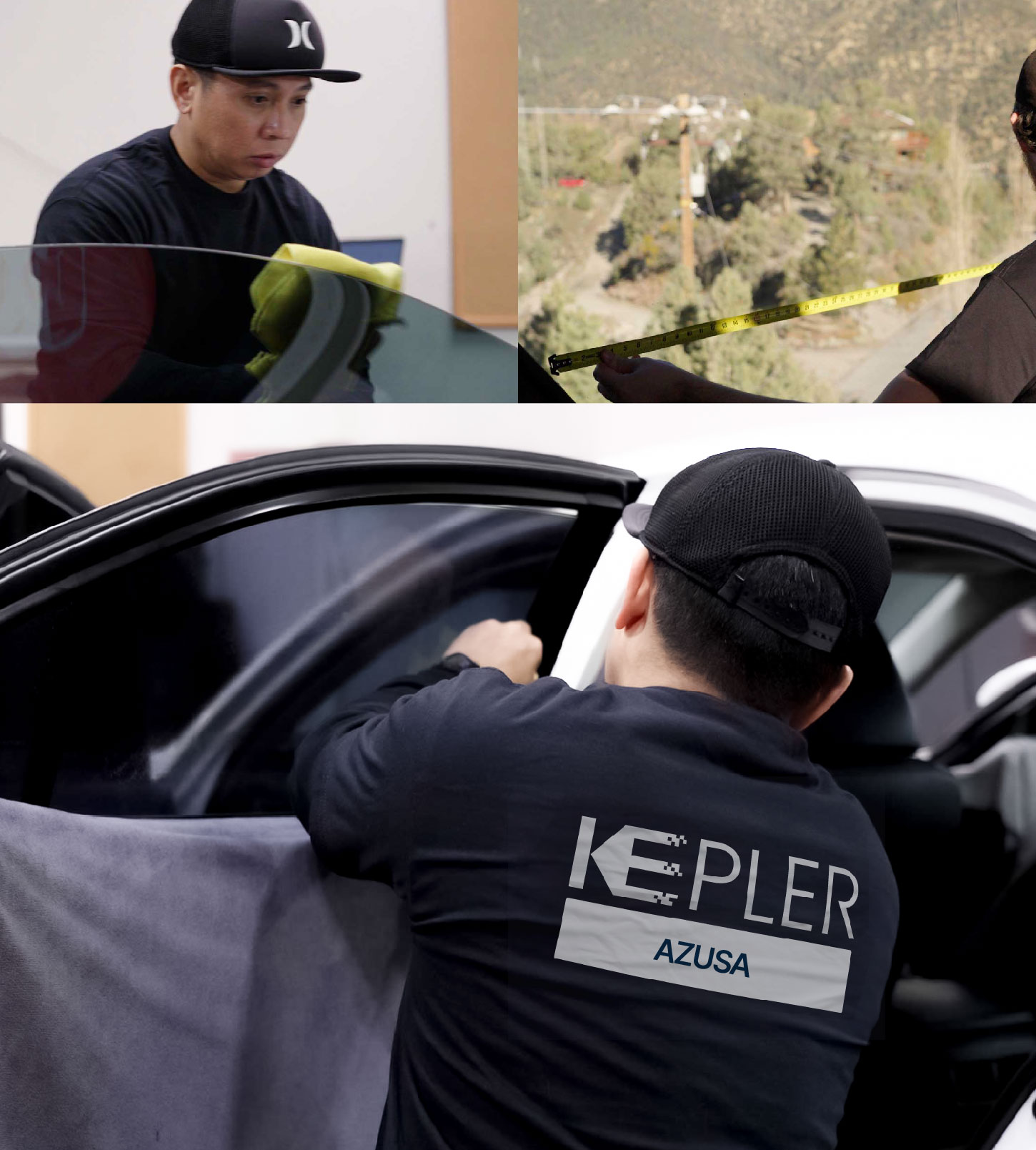Automotive Window Tinting Expert Applying Film in Azusa, California