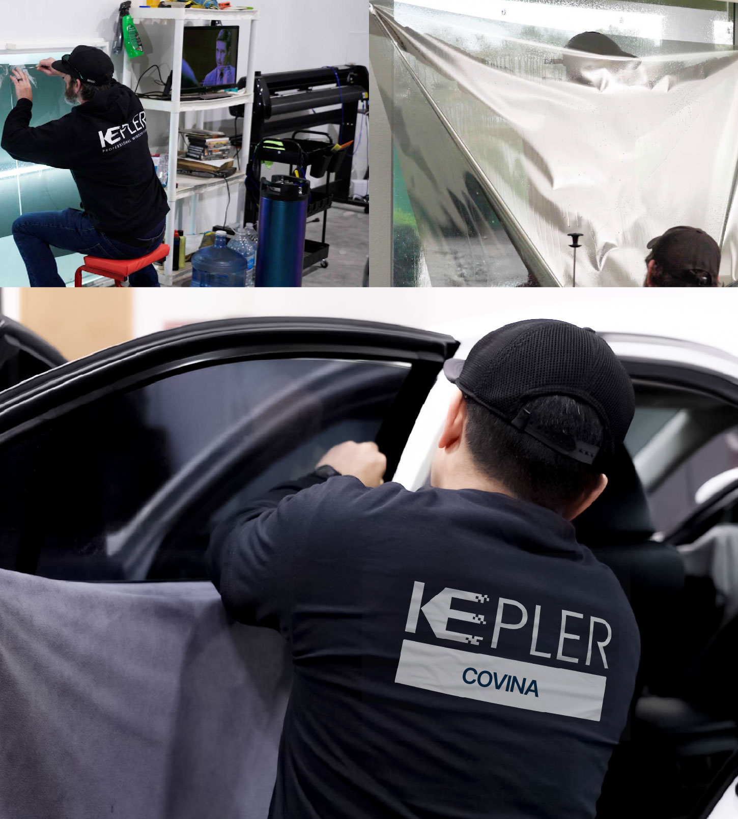 Automotive Window Tinting Expert Applying Film in Covina, California