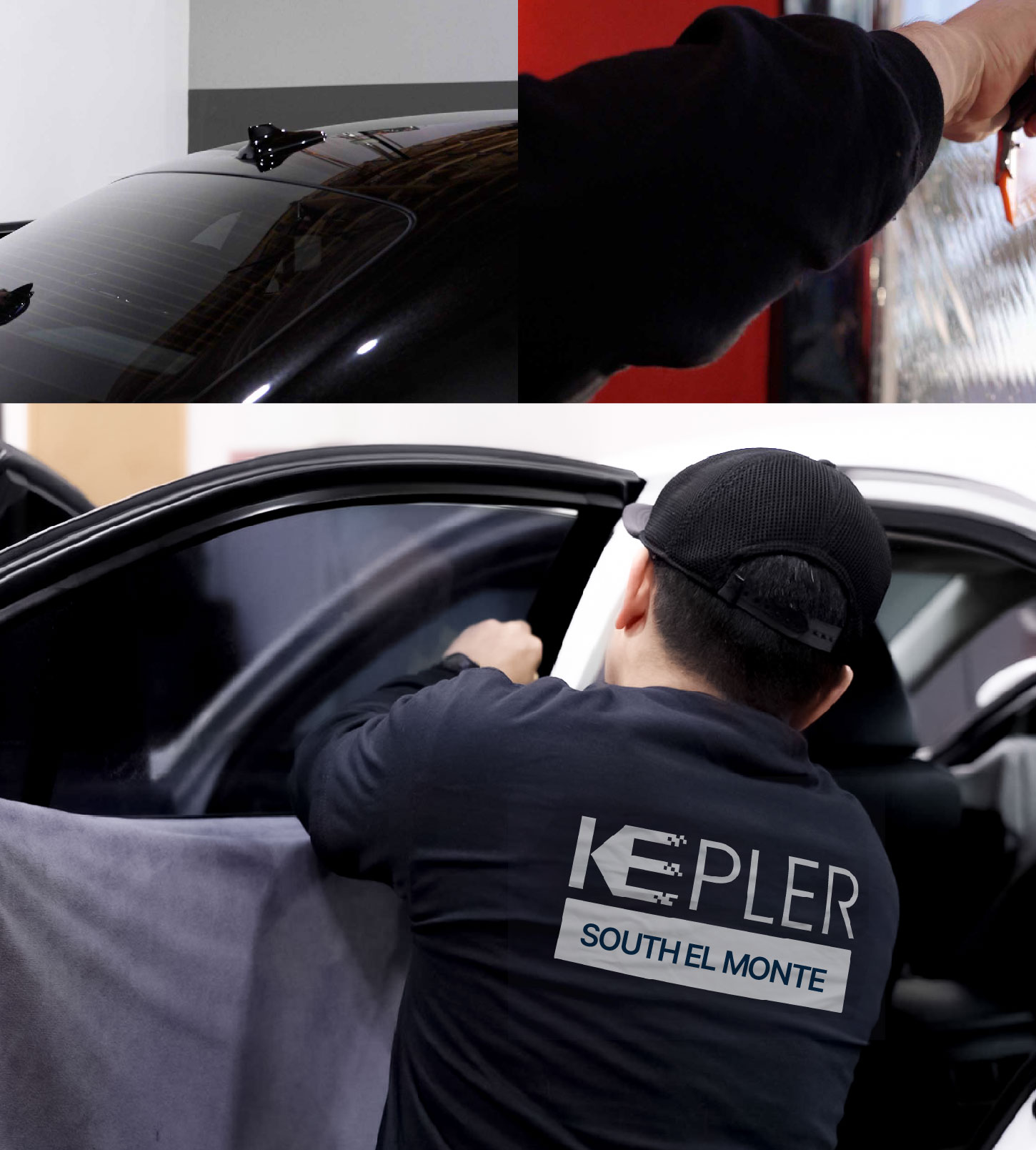 Automotive Window Tinting Expert Applying Film in South El Monte, California