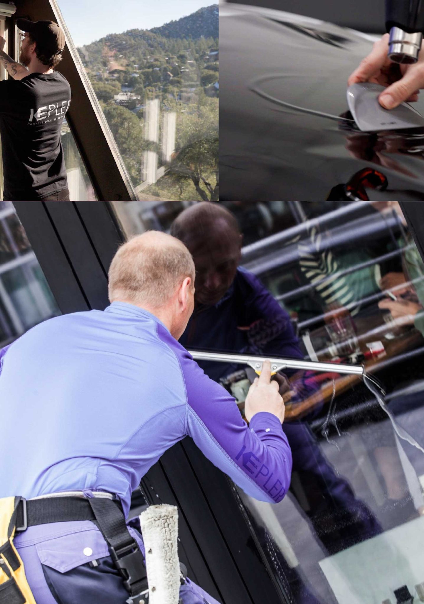 Kepler Skilled Applying Anti-Graffiti Window Film to a Ashland Shop Front