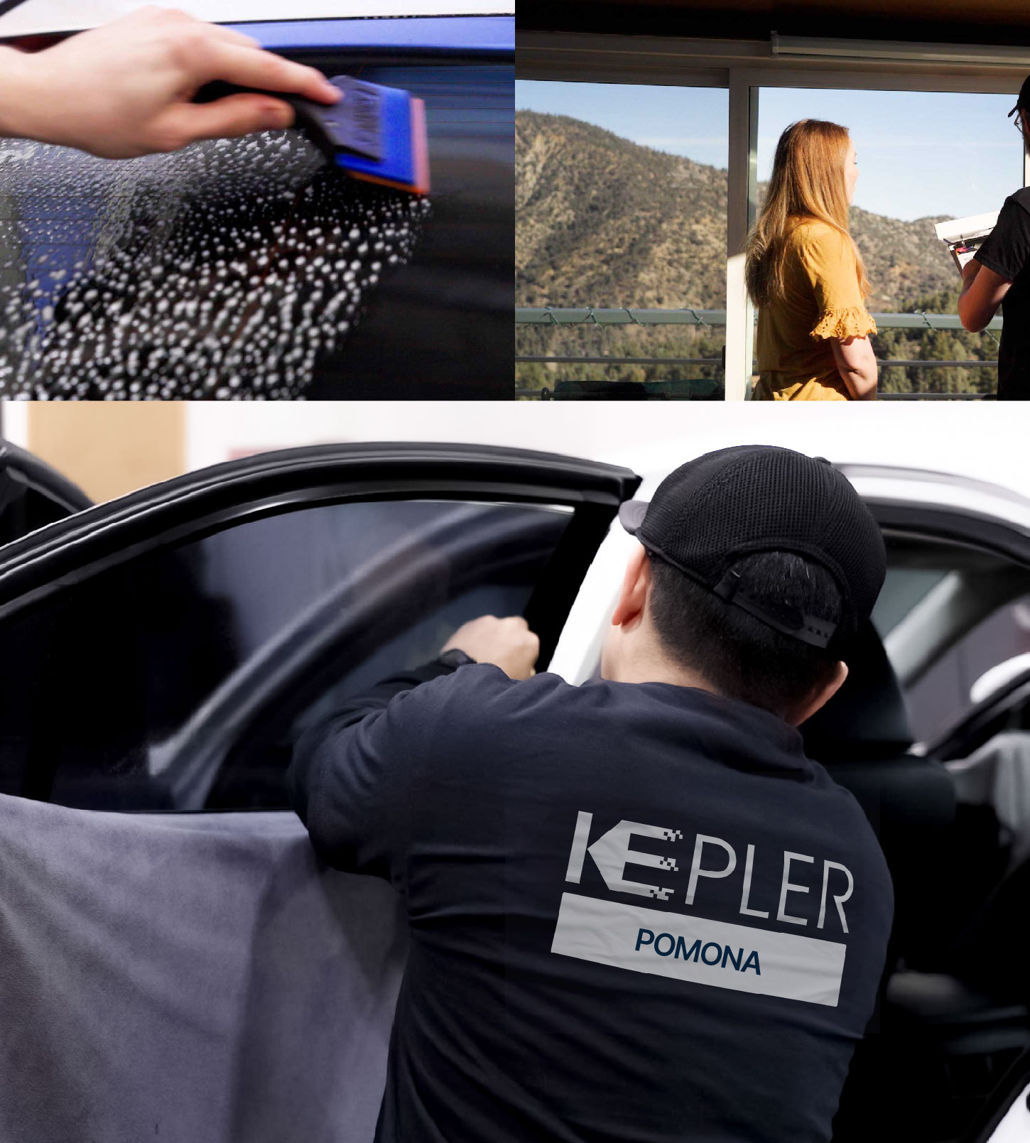 Automotive Window Tinting Expert Applying Film in Pomona, California