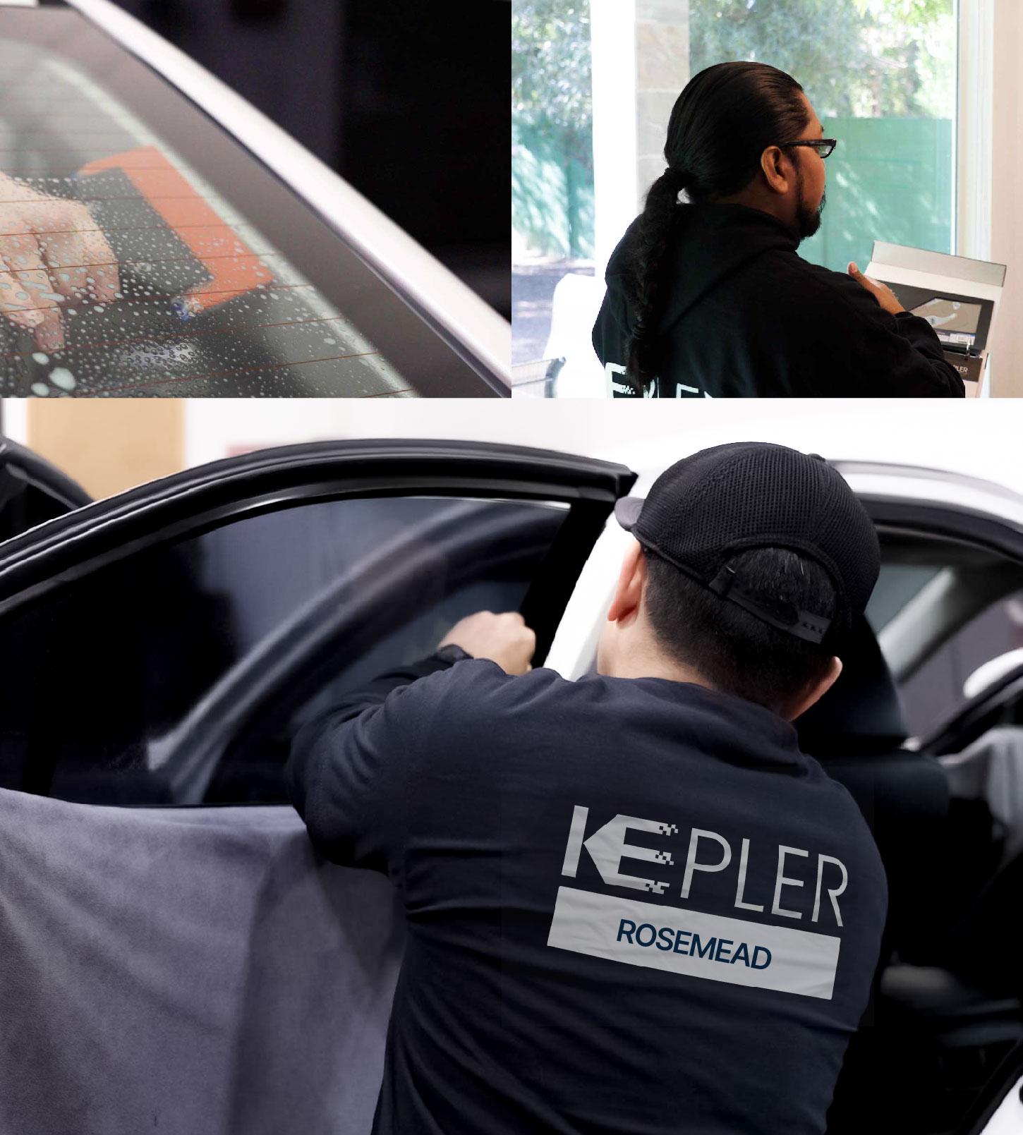 Automotive Window Tinting Expert Applying Film in Rosemead, California