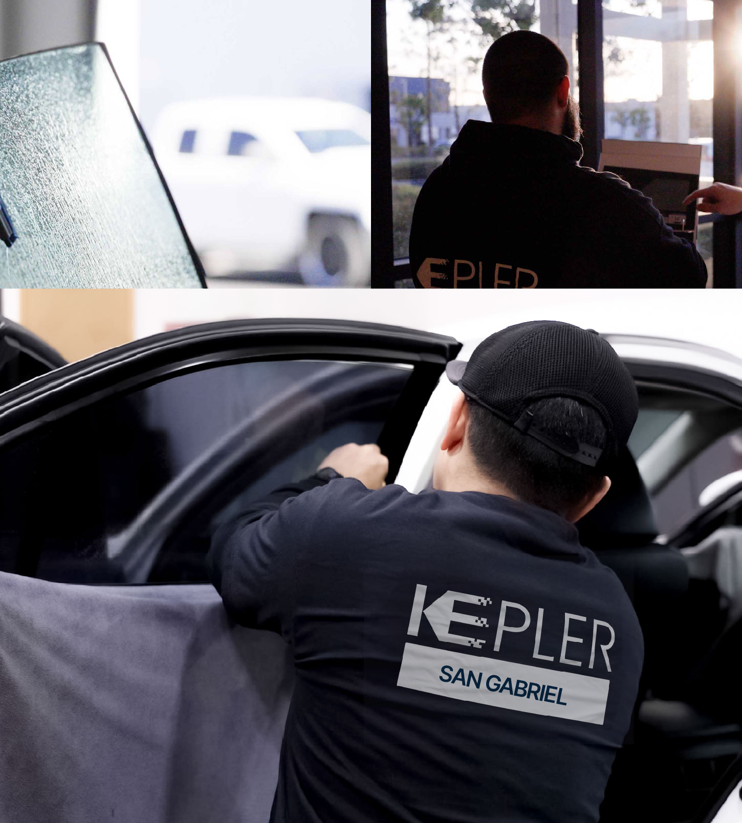Automotive Window Tinting Expert Applying Film in San Gabriel, California
