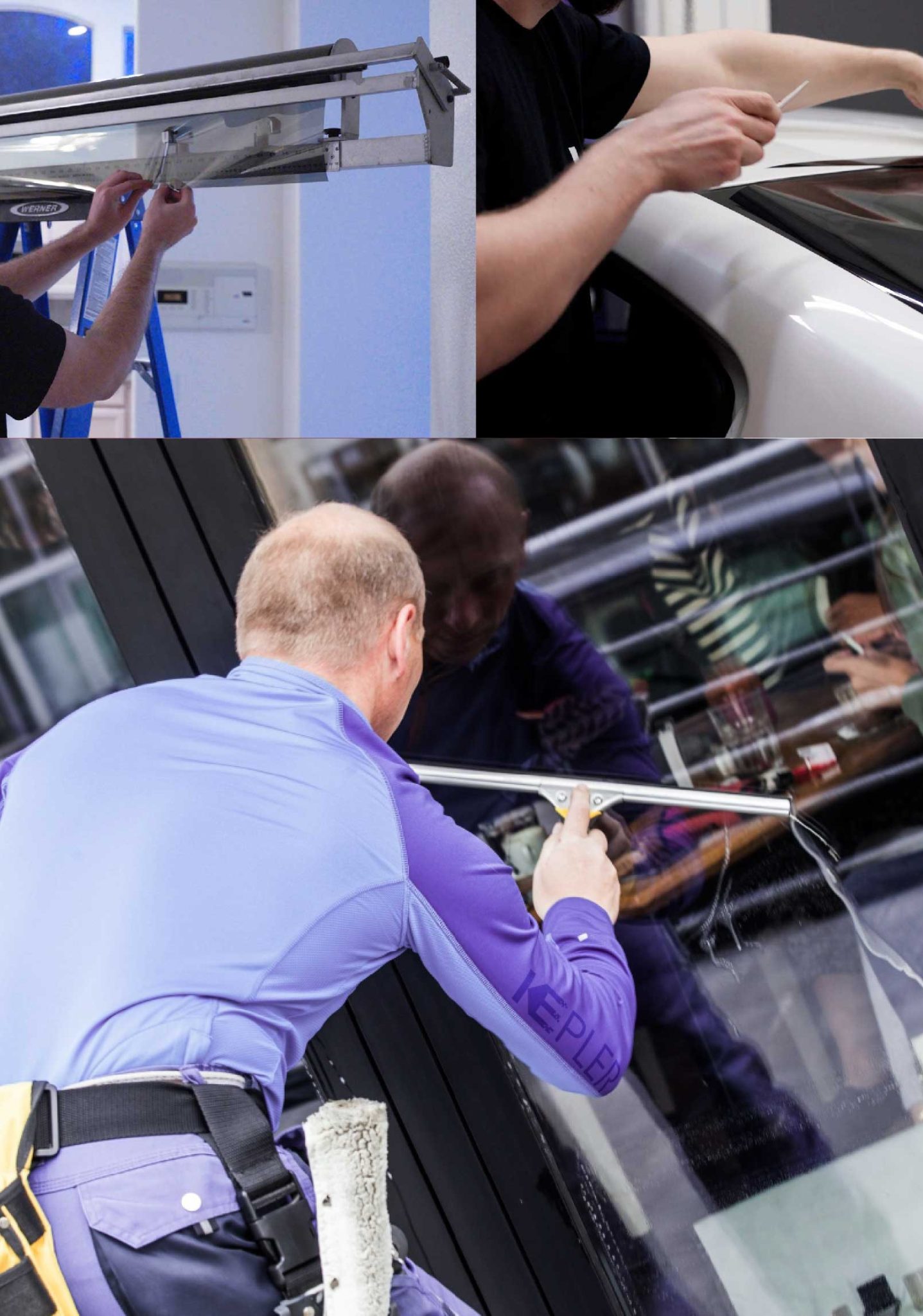 Kepler Skilled Applying Anti-Graffiti Window Film to a Burlington Shop Front