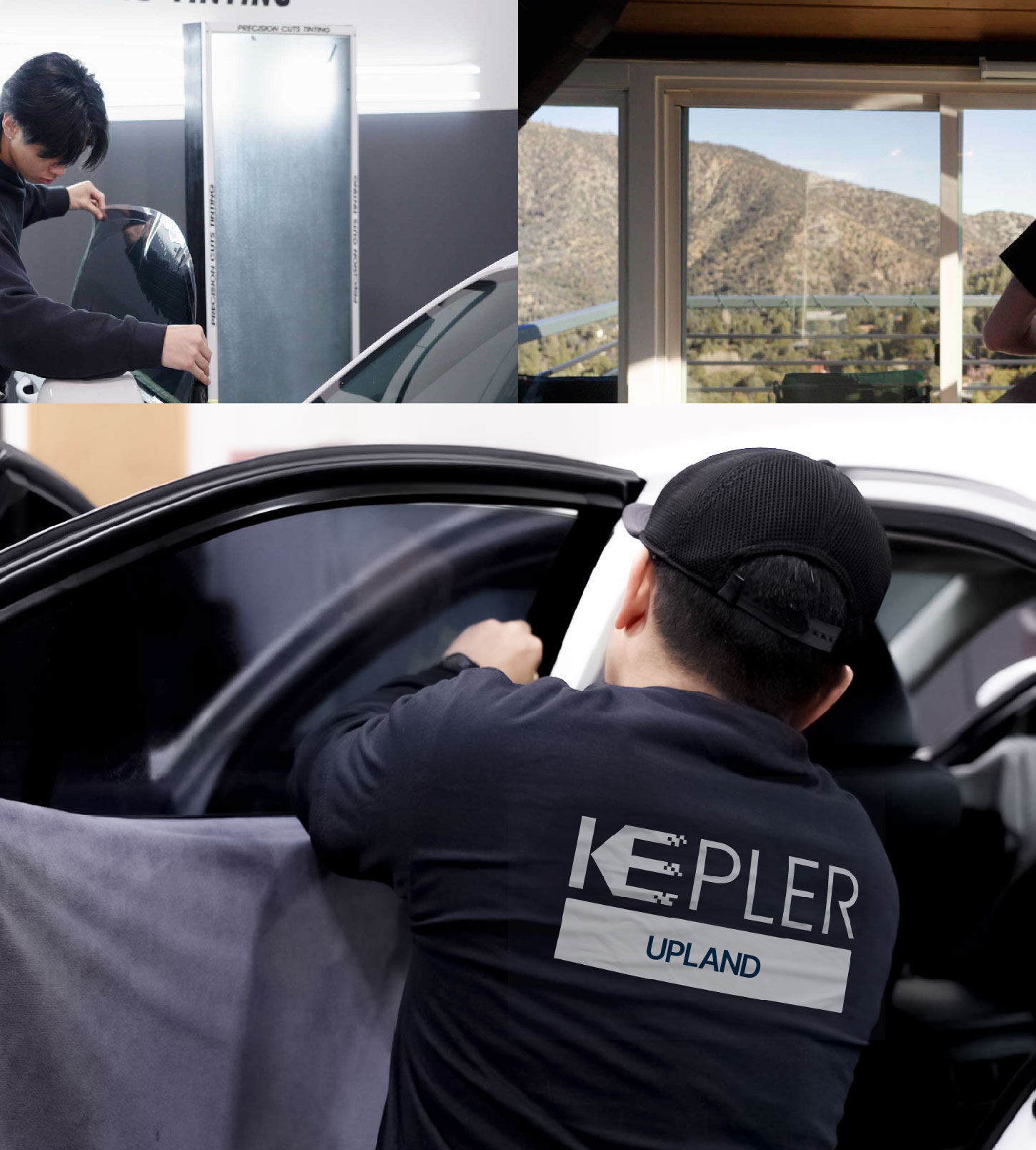 Automotive Window Tinting Expert Applying Film in Upland, California