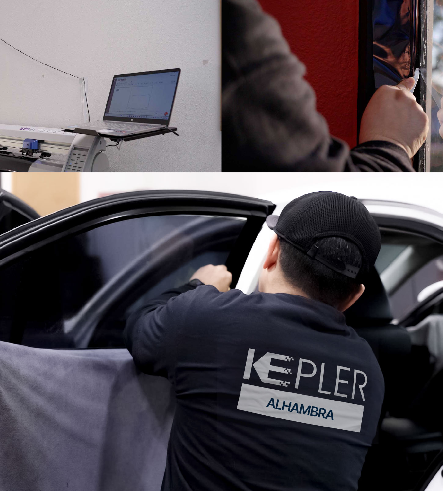 Automotive Window Tinting Expert Applying Film in Alhambra, California