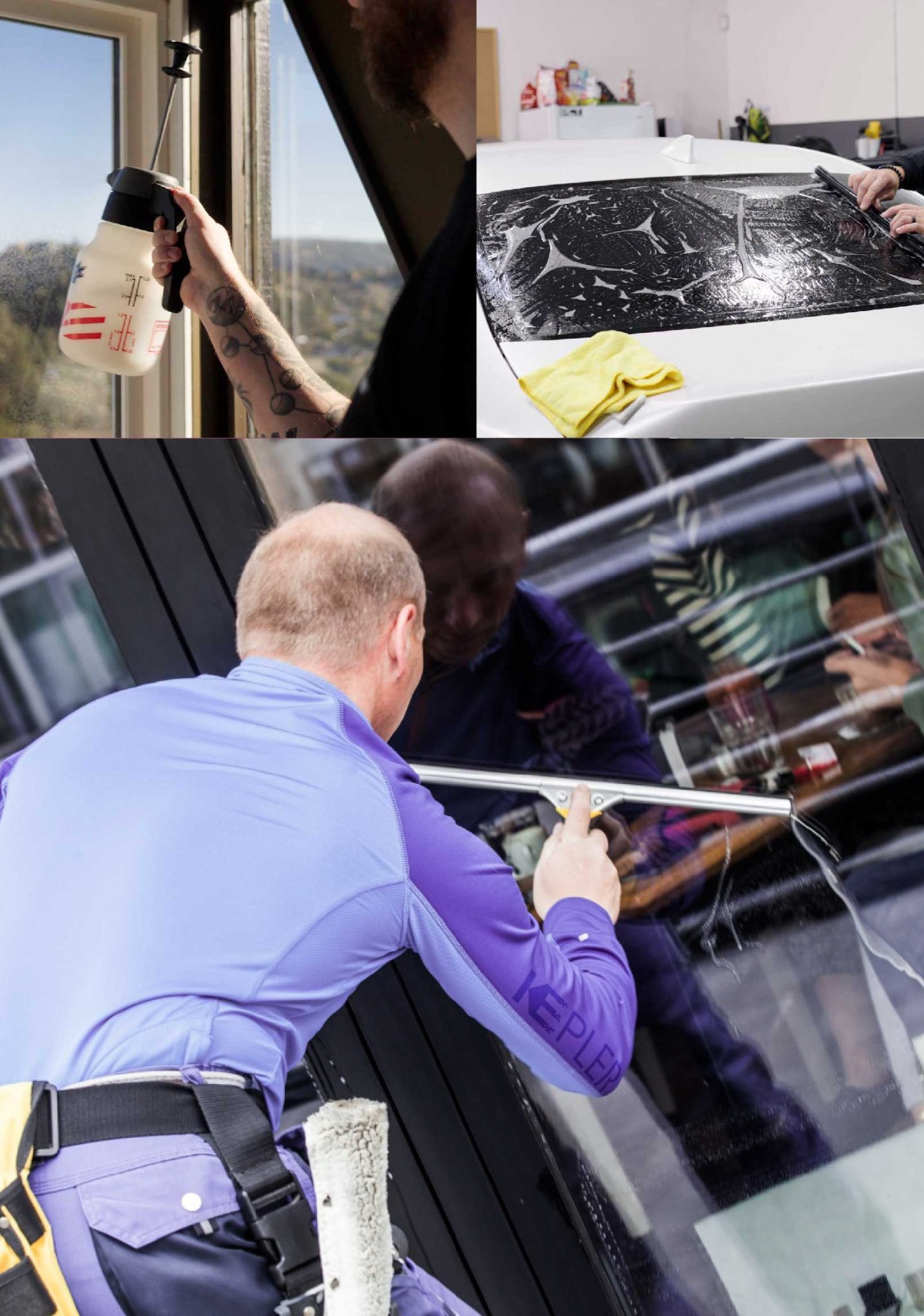 Kepler Professional Applying Anti-Graffiti Window Film to a Wilmington Shop Front