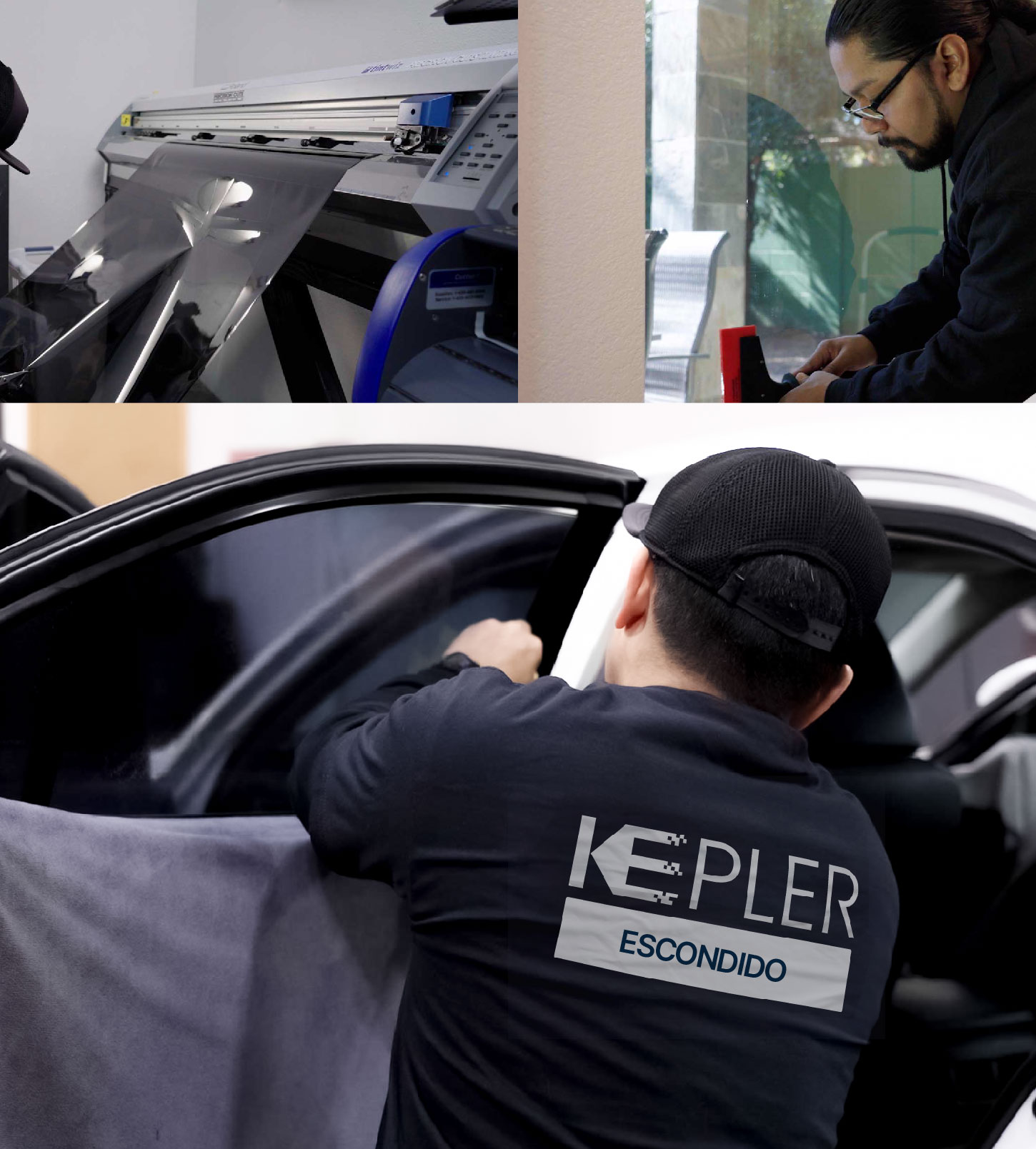 Automotive Window Tinting Expert Applying Film in Escondido, California