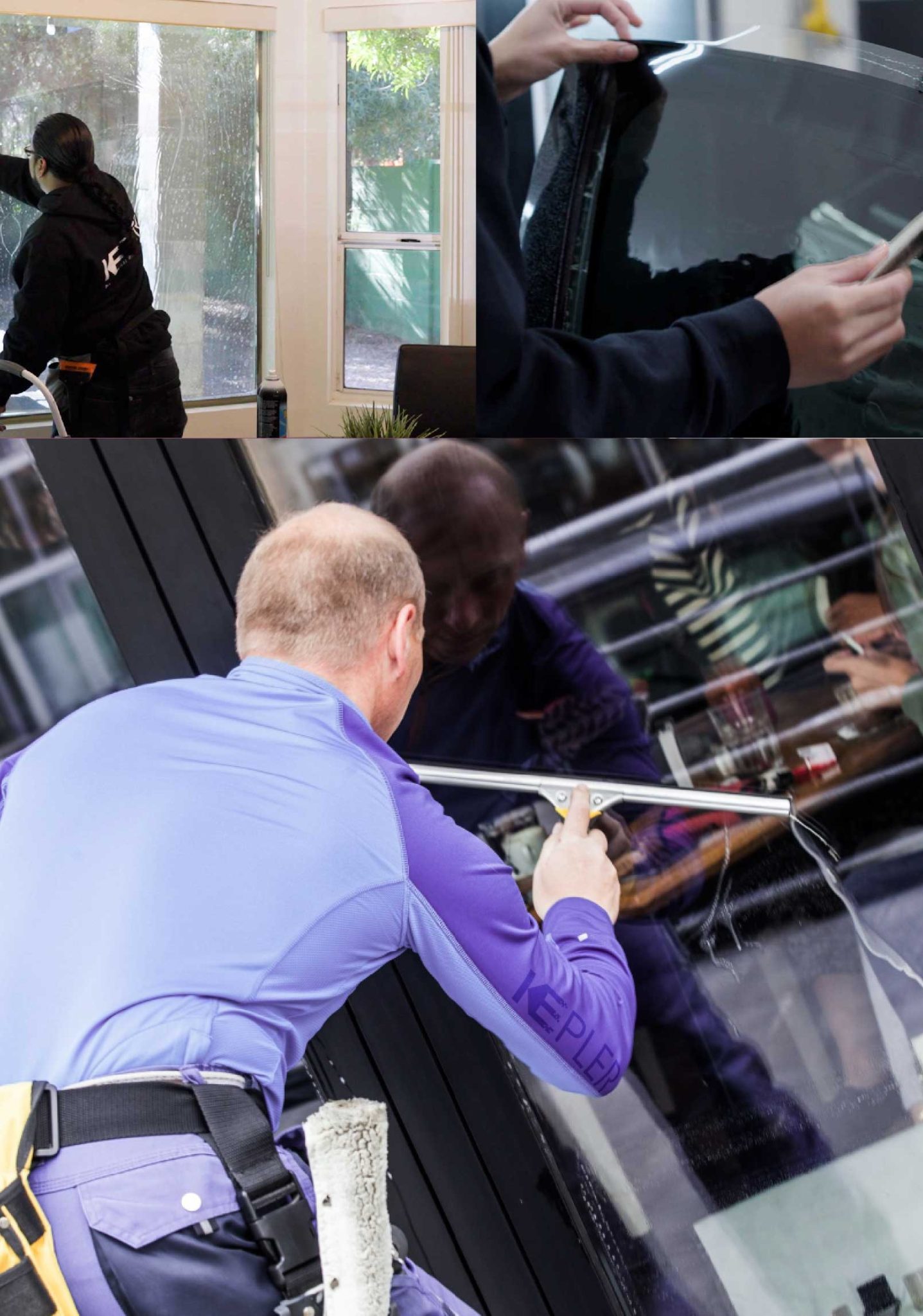Kepler Skilled Applying Anti-Graffiti Window Film to a Saugus Shop Front
