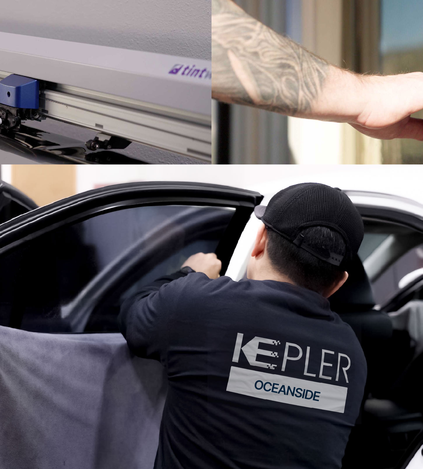 Automotive Window Tinting Expert Applying Film in Oceanside, California