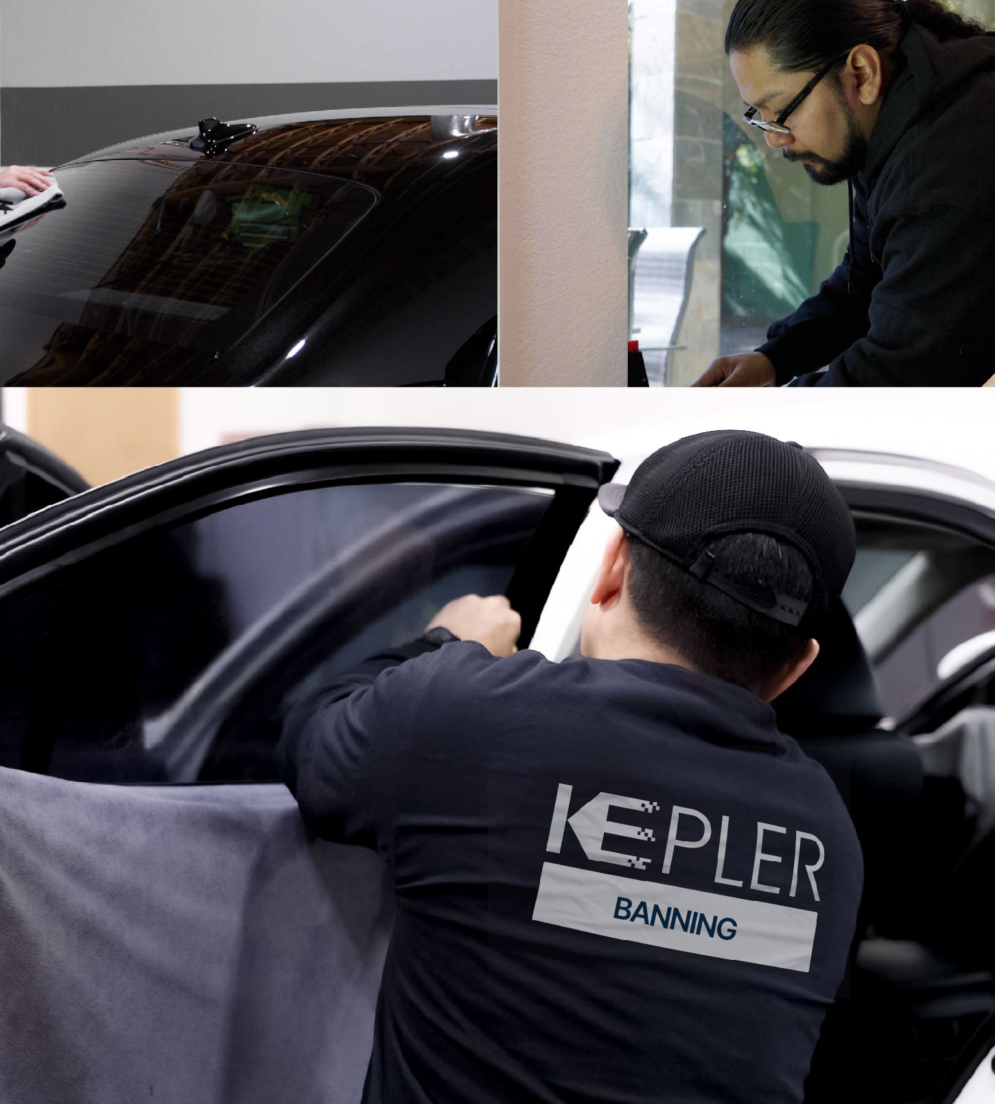 Automotive Window Tinting Expert Applying Film in Banning, California
