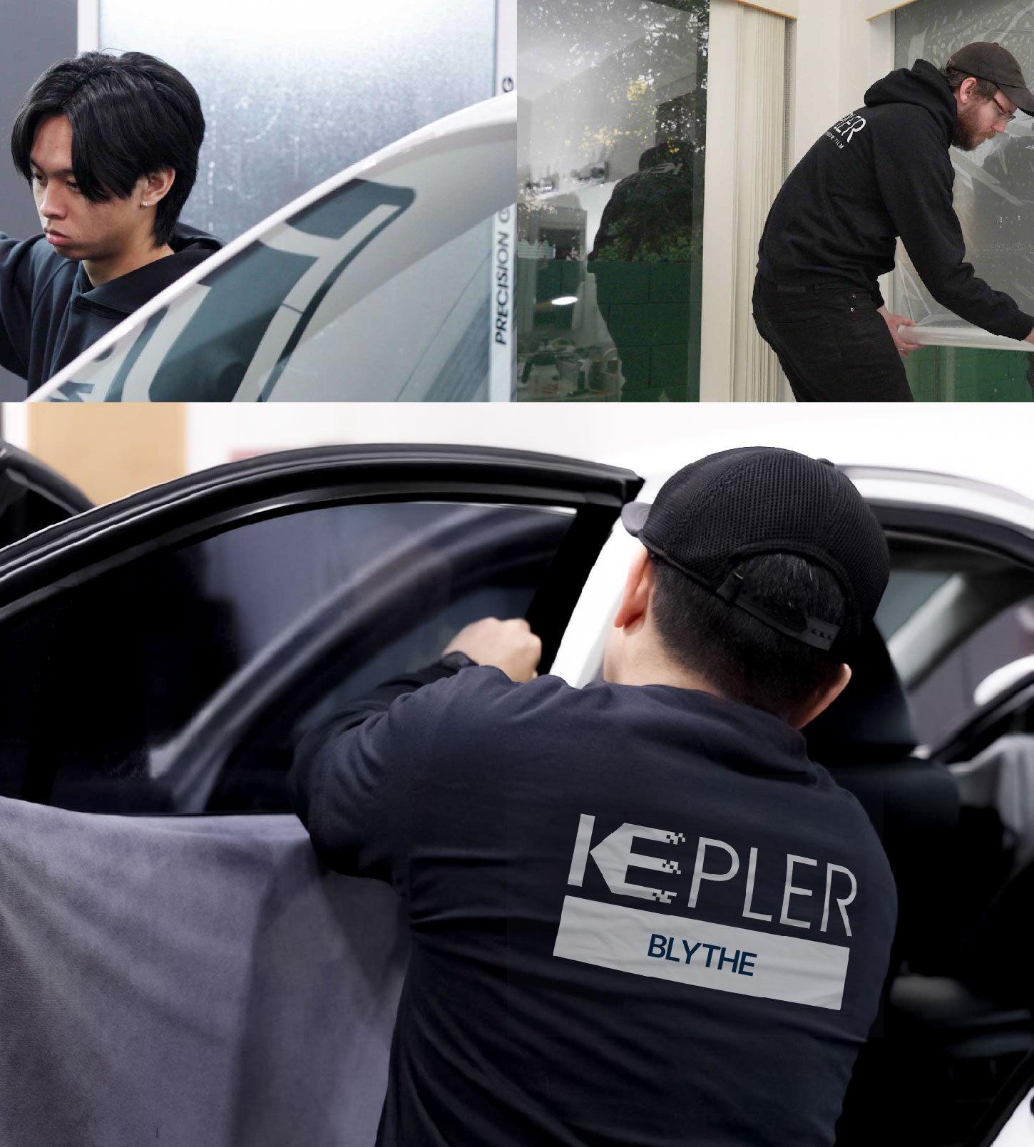 Automotive Window Tinting Expert Applying Film in Blythe, California
