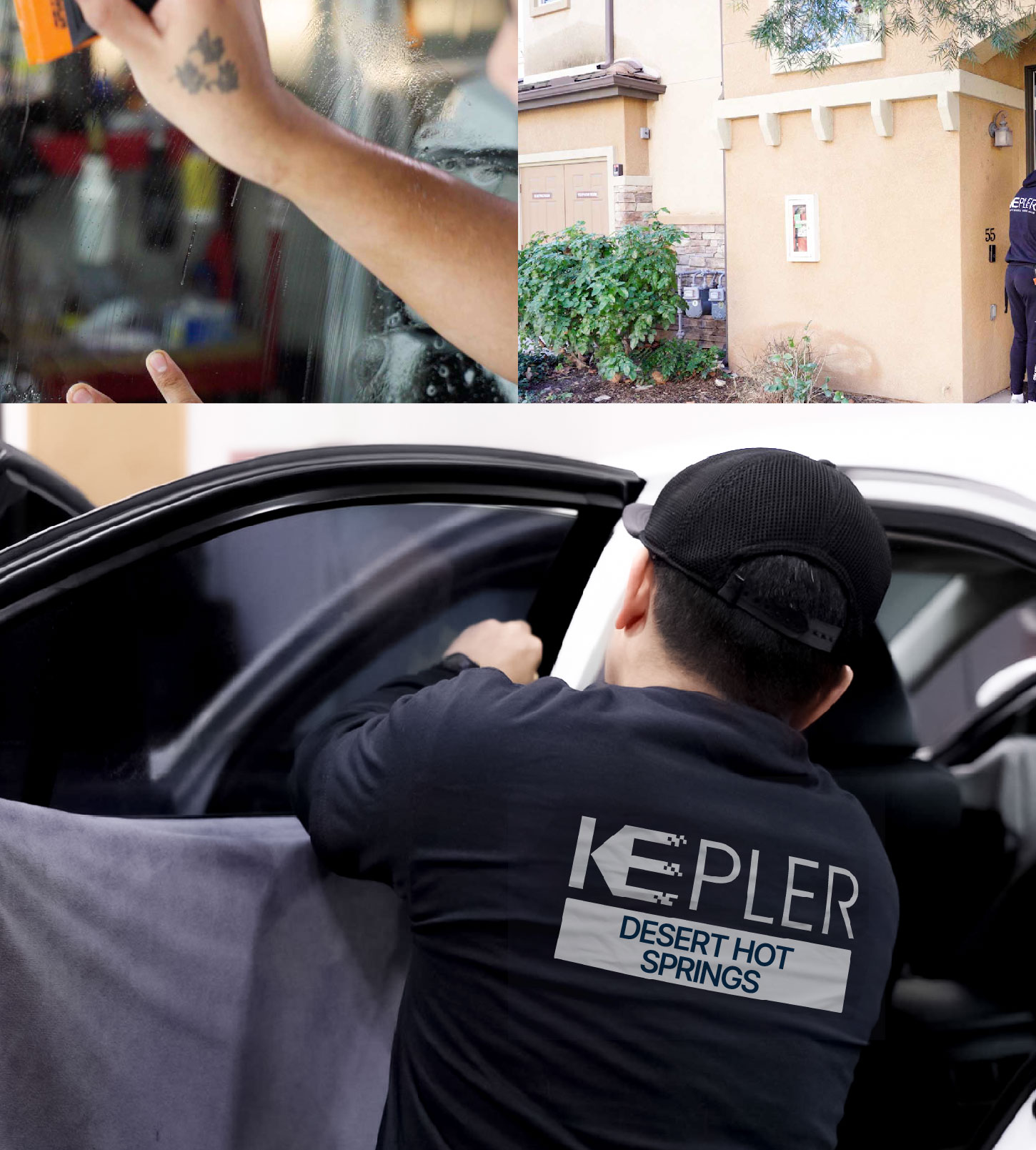 Automotive Window Tinting Expert Applying Film in Desert Hot Springs, California