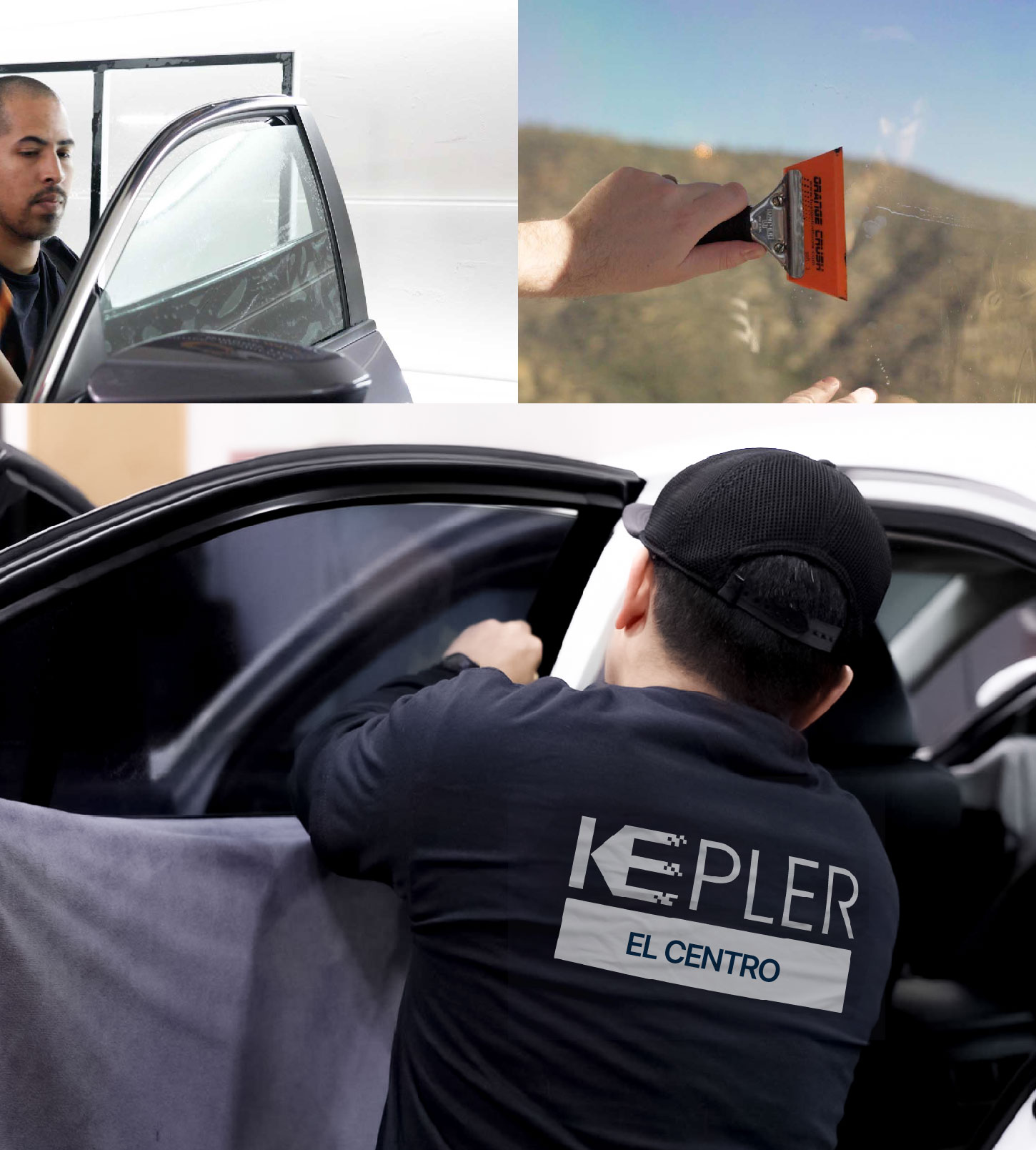 Automotive Window Tinting Expert Applying Film in El Centro, California