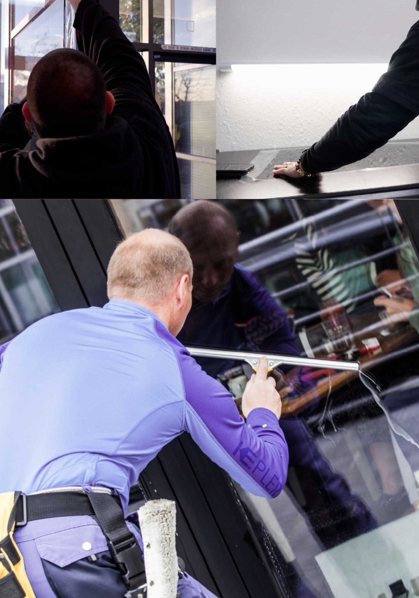 Kepler Expert Applying Anti-Graffiti Window Film to a Everett Shop Front