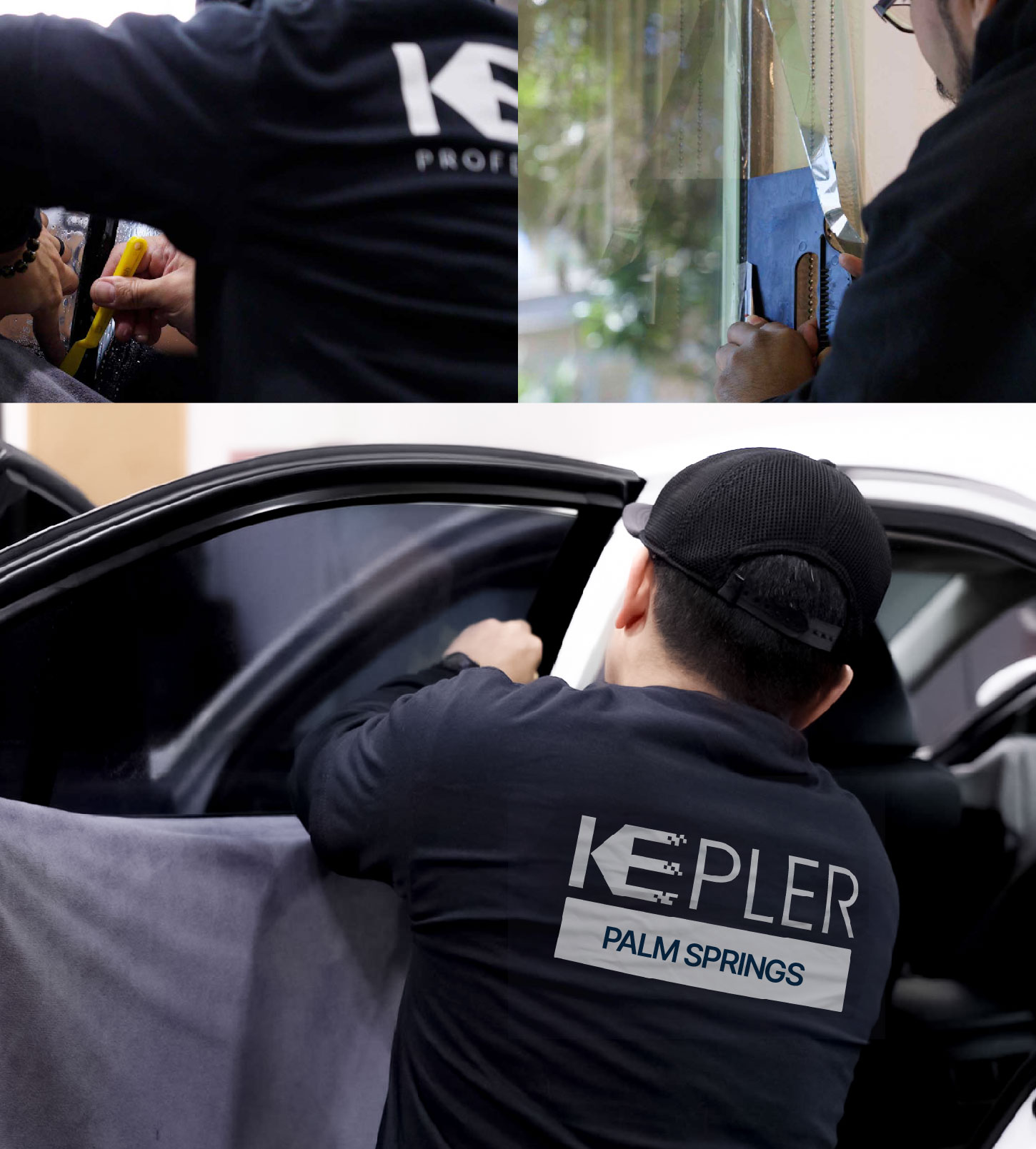 Automotive Window Tinting Expert Applying Film in Palm Springs, California