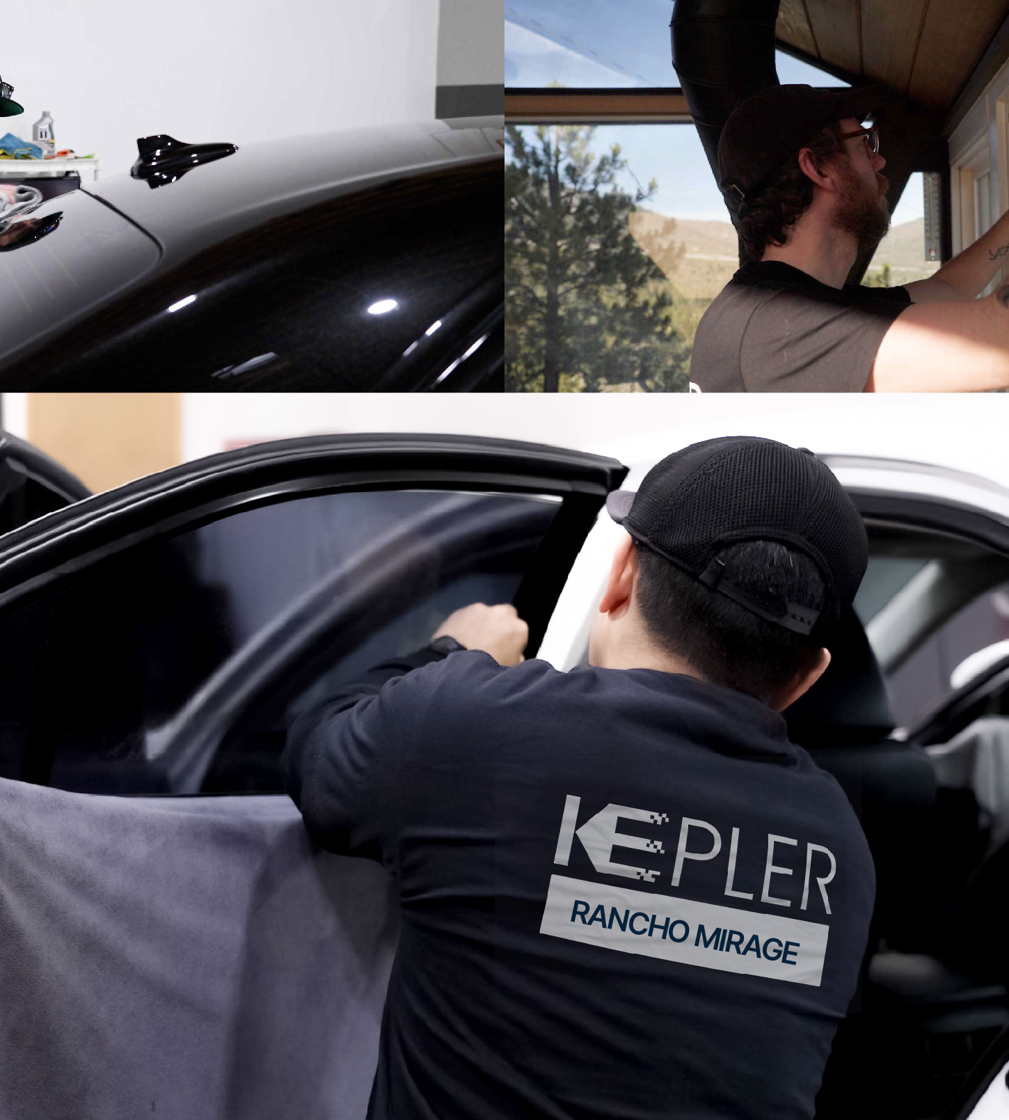 Automotive Window Tinting Expert Applying Film in Rancho Mirage, California