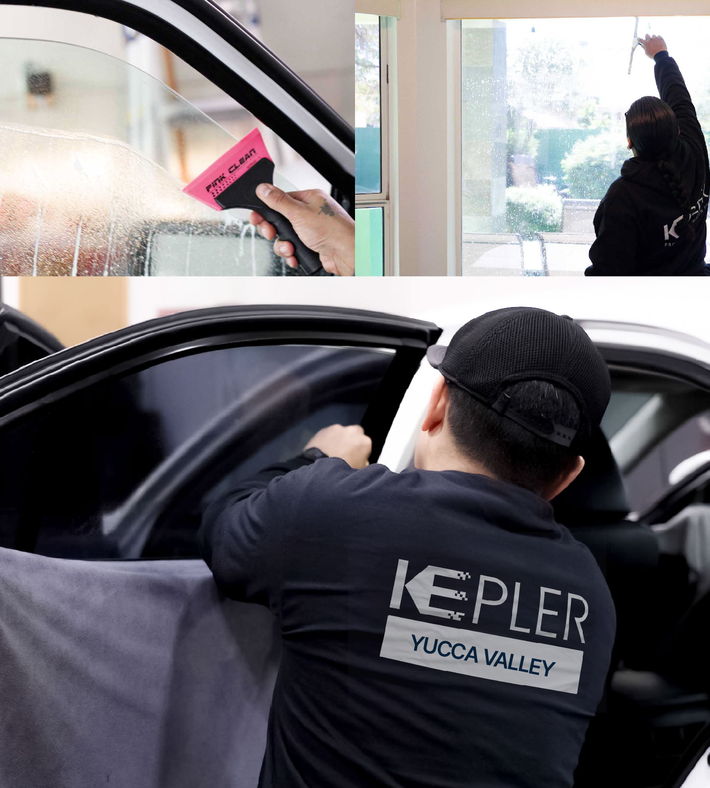 Automotive Window Tinting Expert Applying Film in Yucca Valley, California