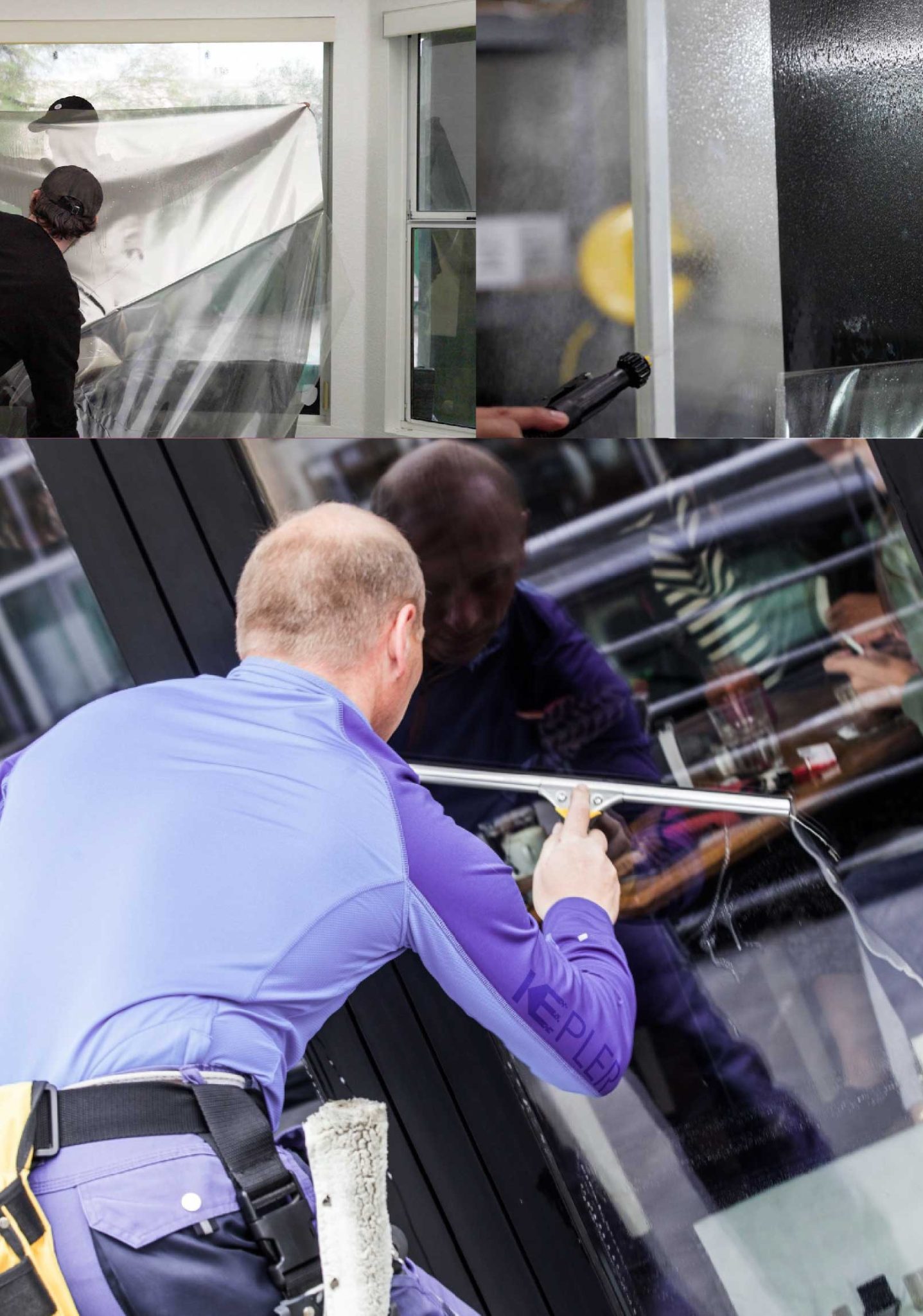 Kepler Expert Applying Anti-Graffiti Window Film to a Quincy Shop Front