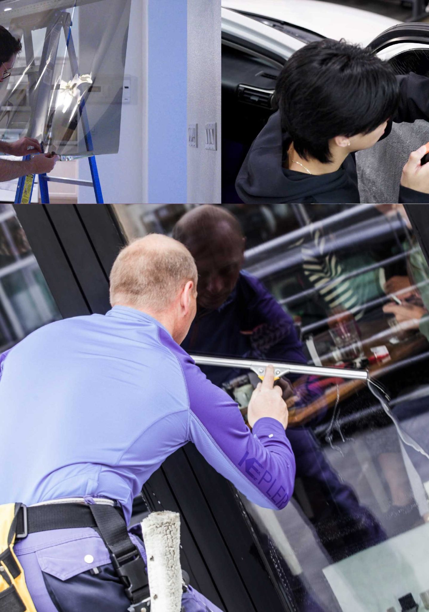 Kepler Skilled Applying Anti-Graffiti Window Film to a Milton Village Shop Front