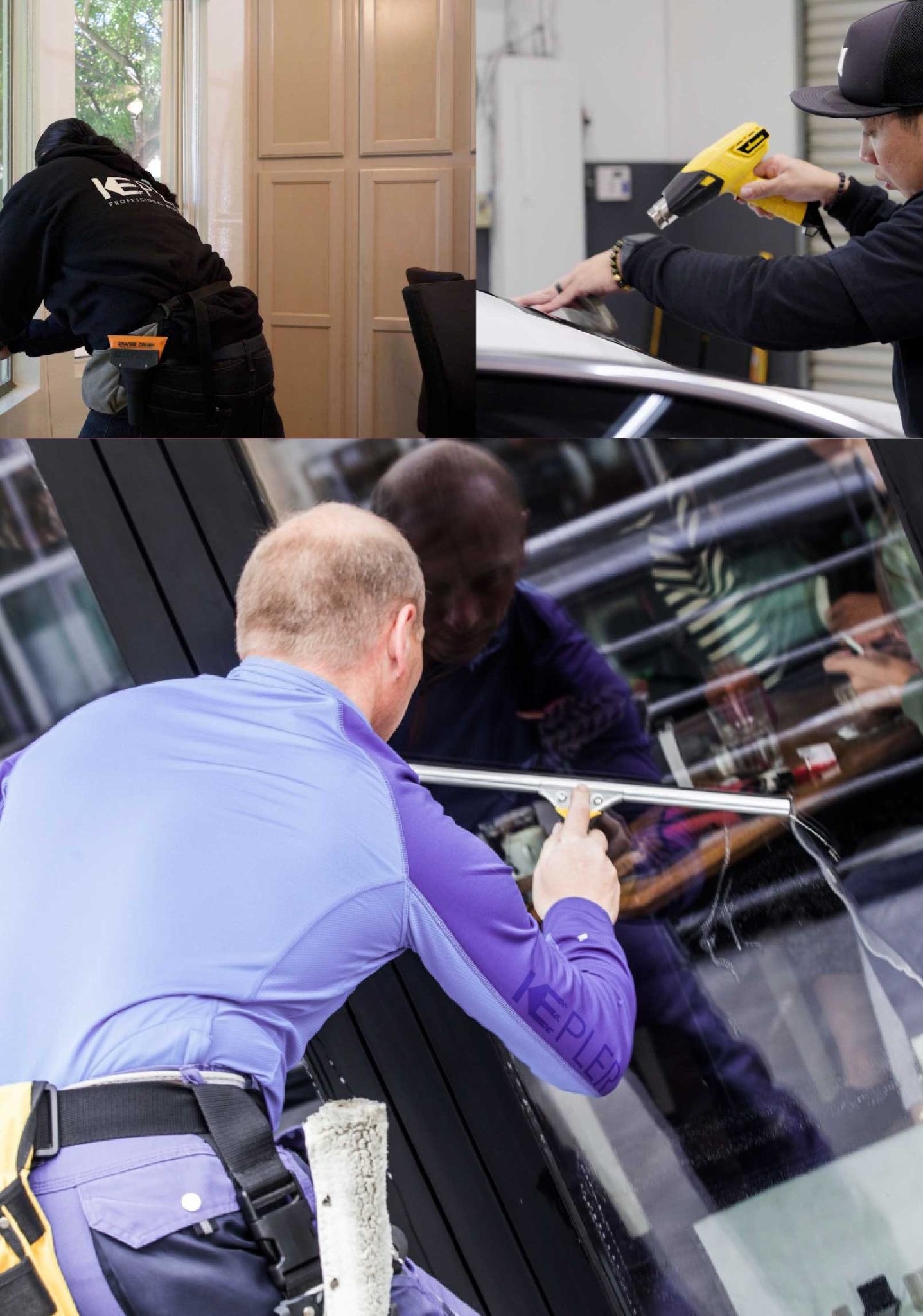 Kepler Skilled Applying Anti-Graffiti Window Film to a Abington Shop Front