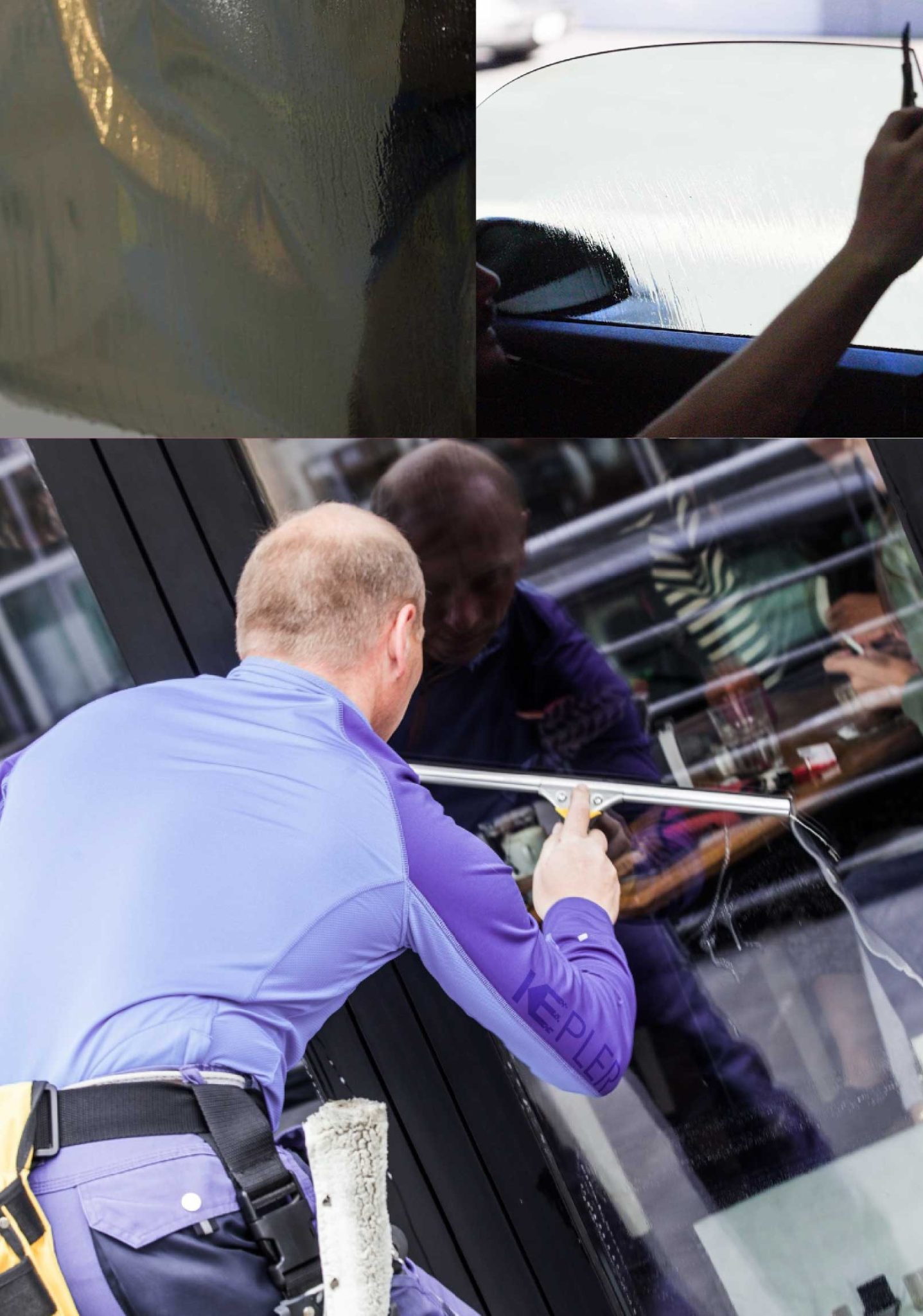 Kepler Skilled Applying Anti-Graffiti Window Film to a Rockland Shop Front