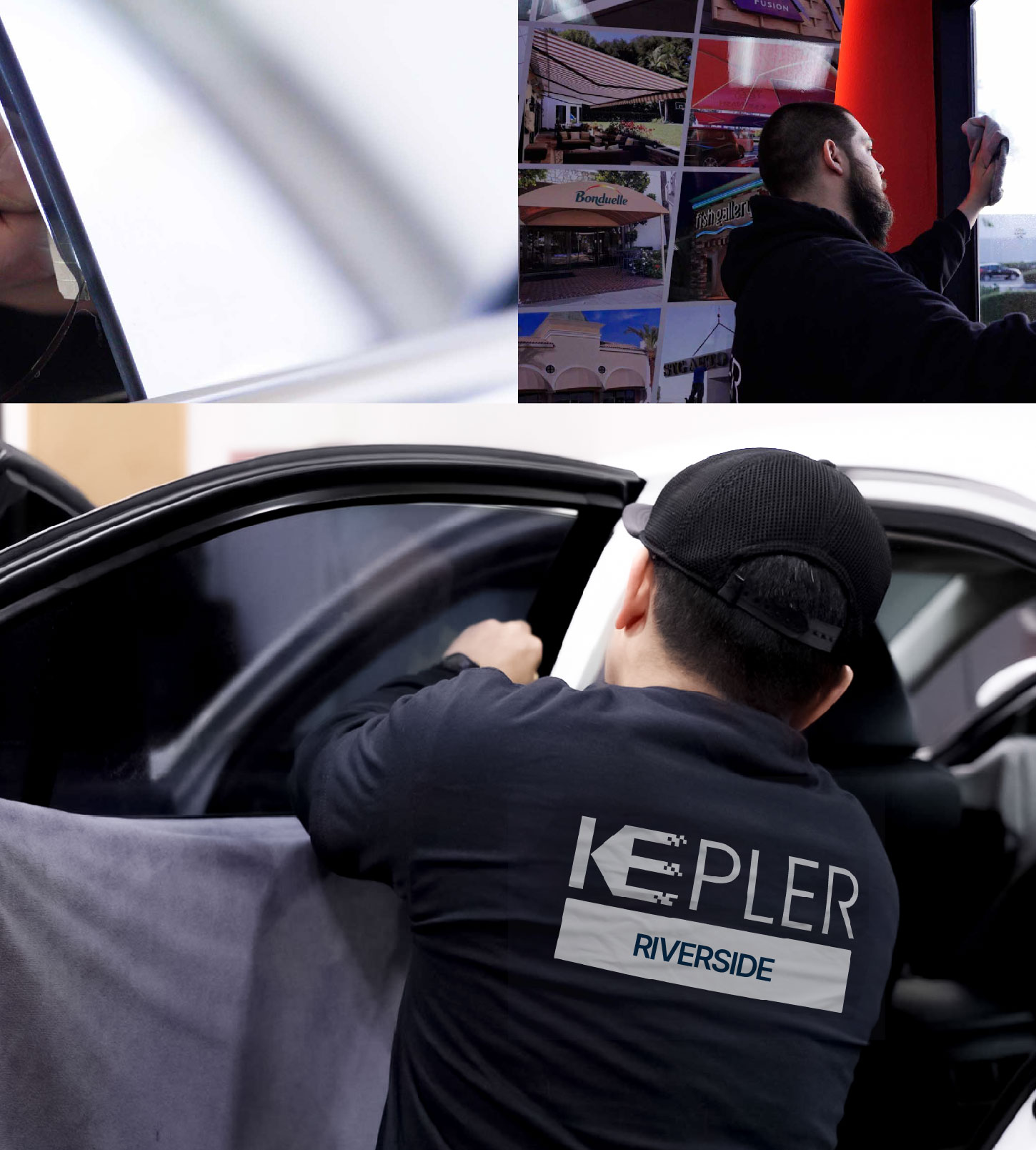 Automotive Window Tinting Expert Applying Film in Riverside, California