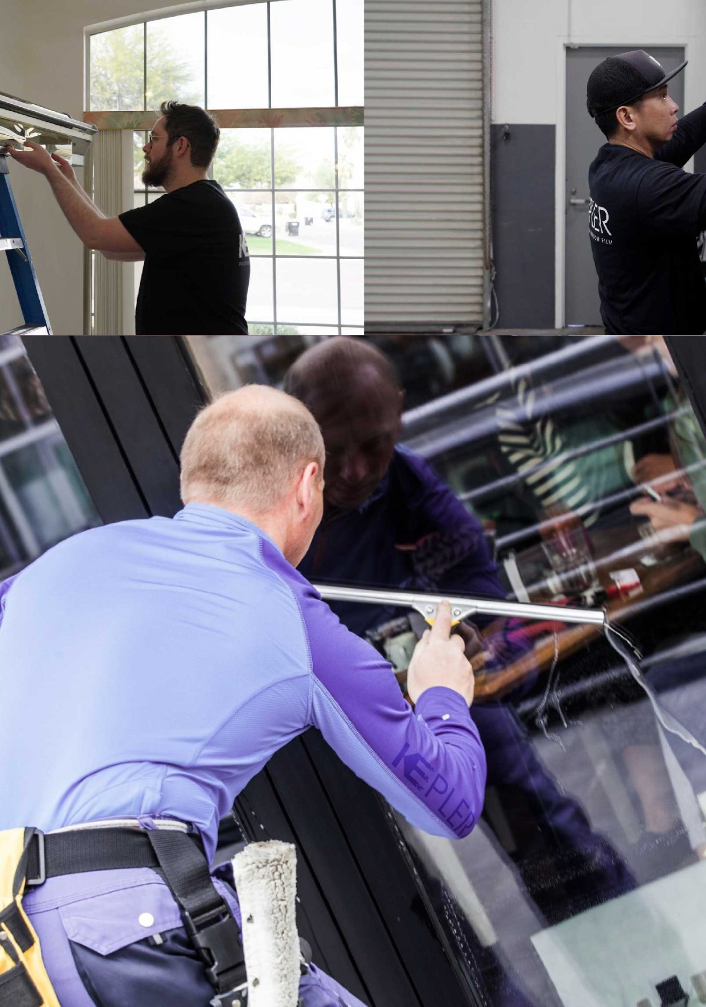 Kepler Professional Applying Anti-Graffiti Window Film to a Arlington Shop Front