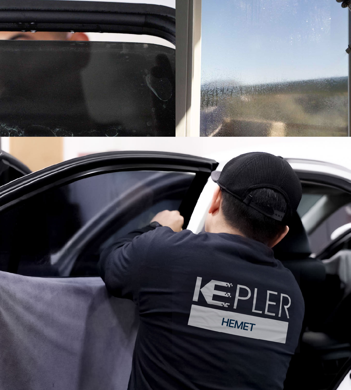 Automotive Window Tinting Expert Applying Film in Hemet, California