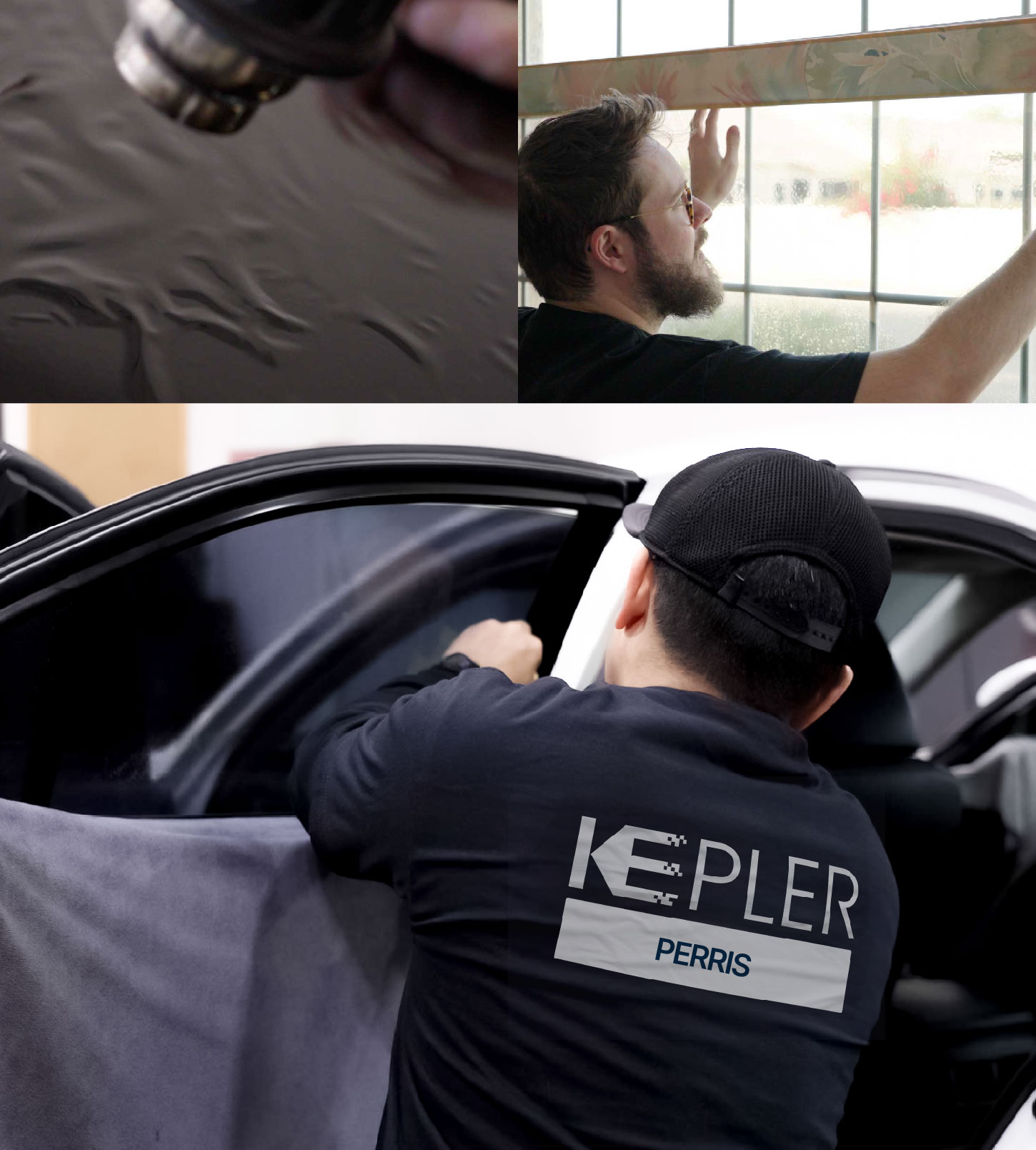Automotive Window Tinting Expert Applying Film in Perris, California