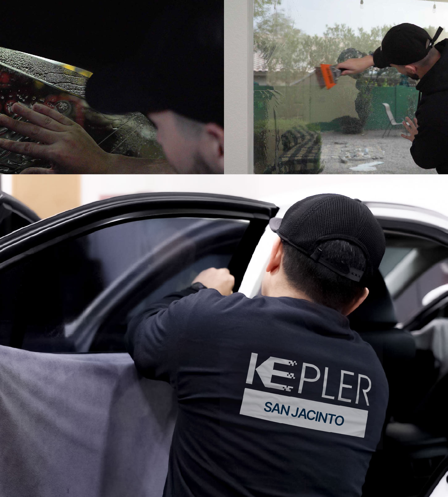 Automotive Window Tinting Expert Applying Film in San Jacinto, California