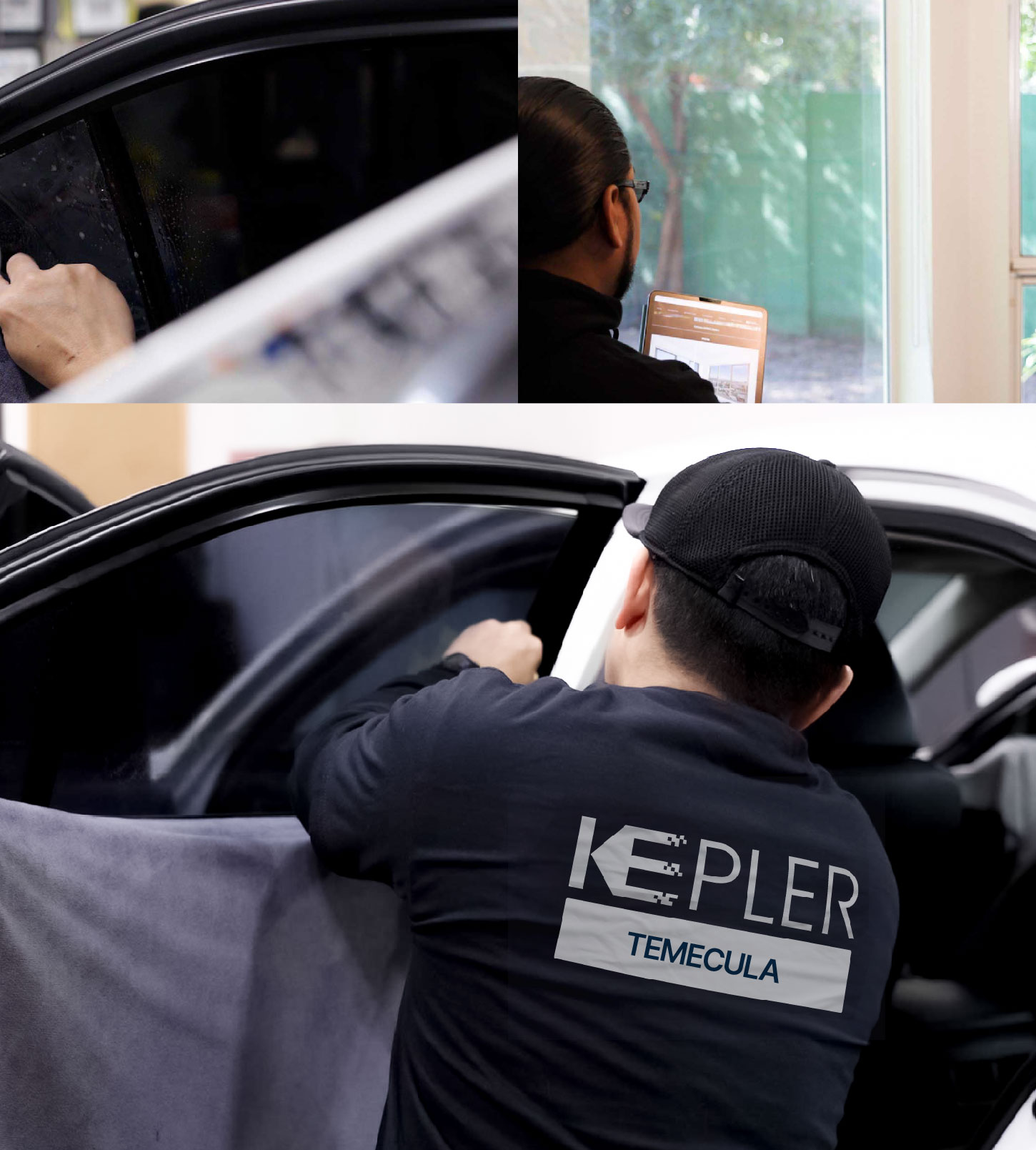 Automotive Window Tinting Expert Applying Film in Temecula, California