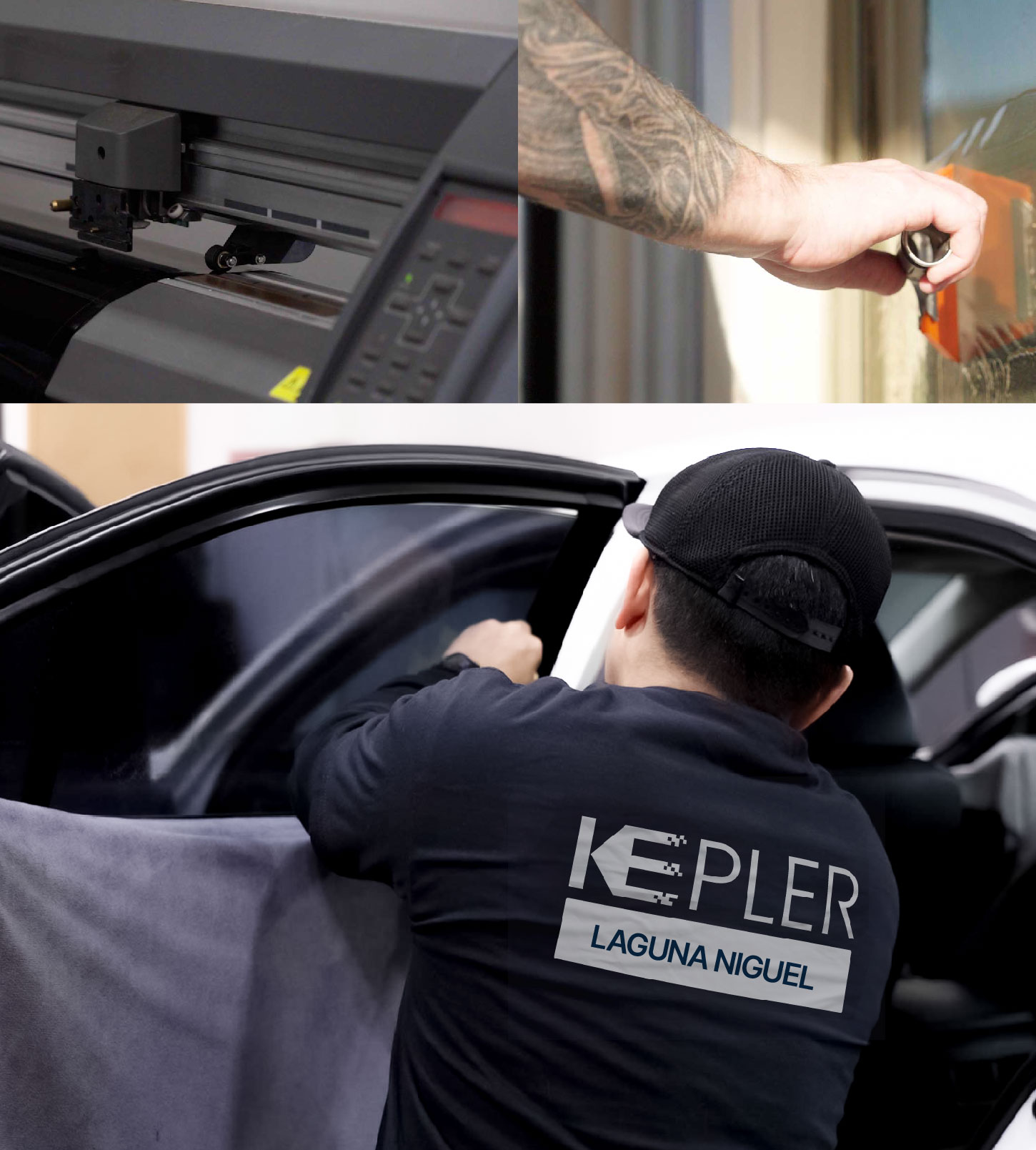 Automotive Window Tinting Expert Applying Film in Laguna Niguel, California