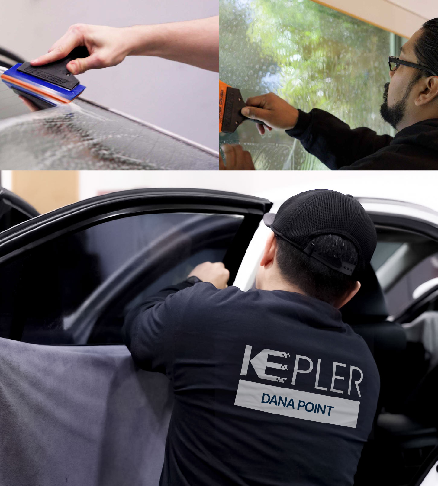 Automotive Window Tinting Expert Applying Film in Dana Point, California