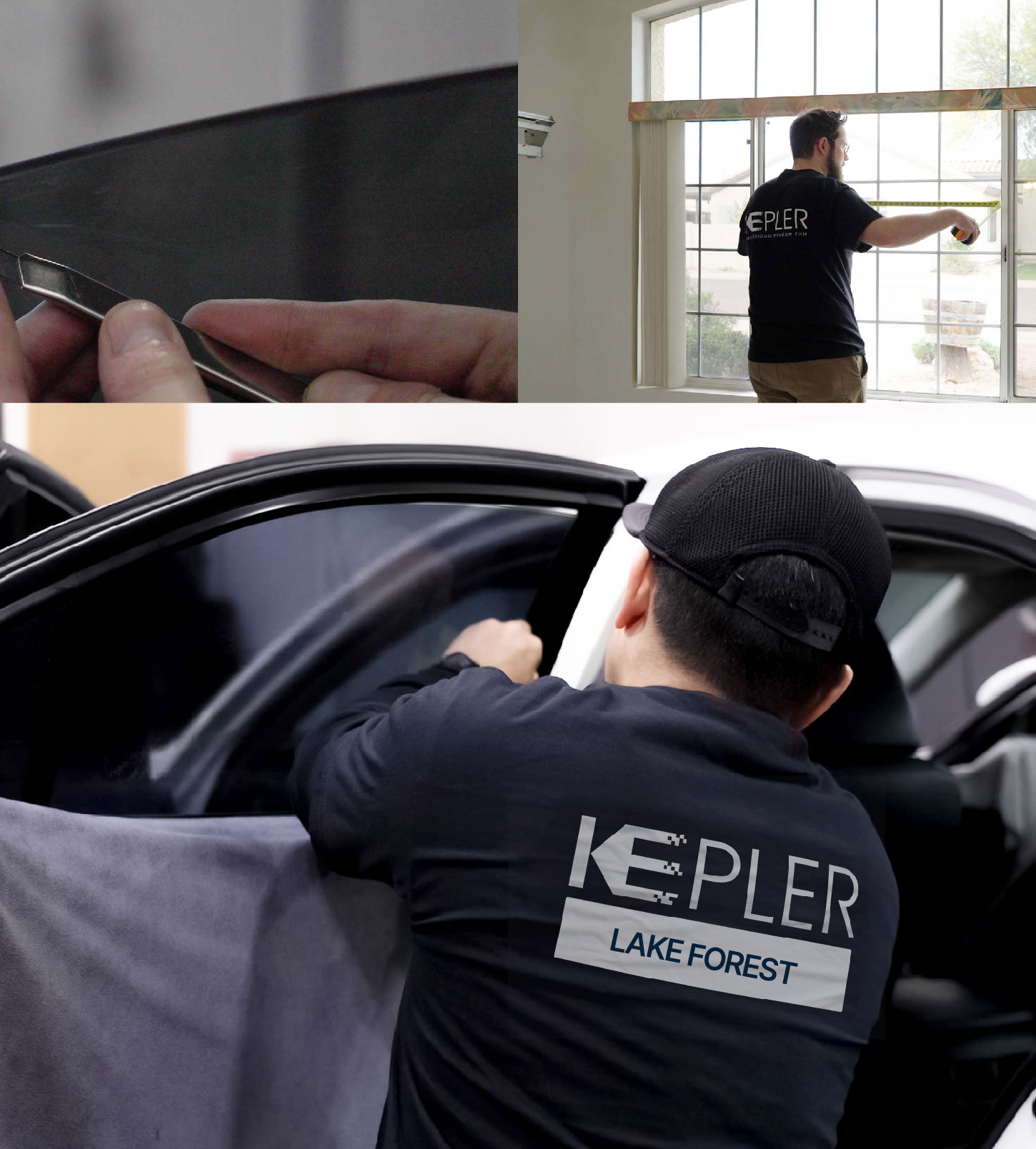 Automotive Window Tinting Expert Applying Film in Lake Forest, California