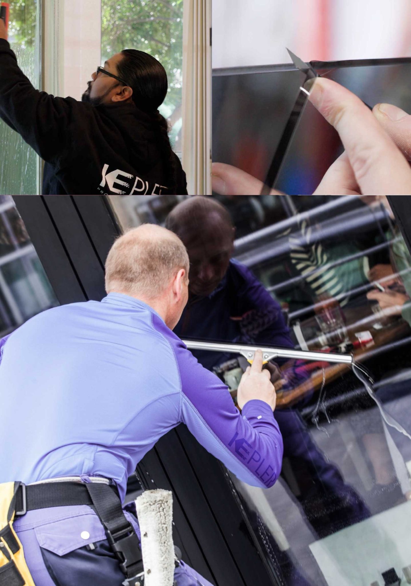 Kepler Professional Applying Anti-Graffiti Window Film to a Pawtucket Shop Front